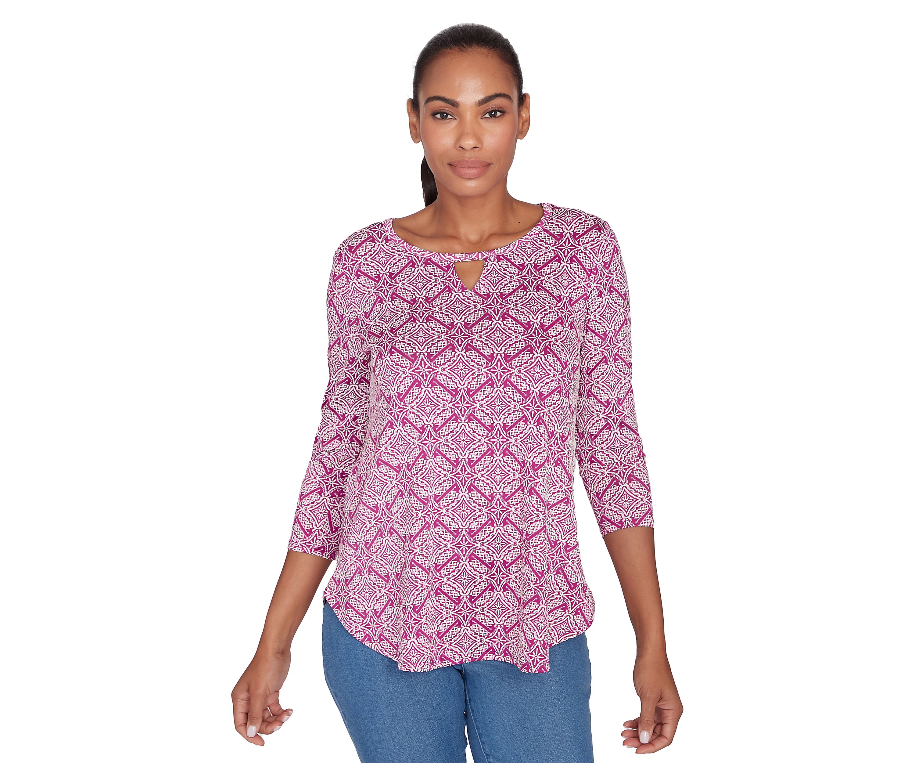 Petite Diamond Puff Print Knit Top