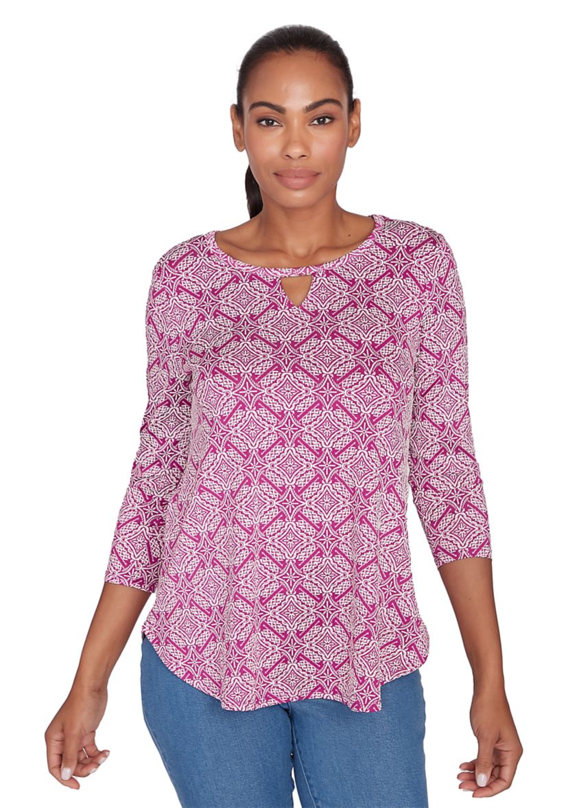 Petite Diamond Puff Print Knit Top