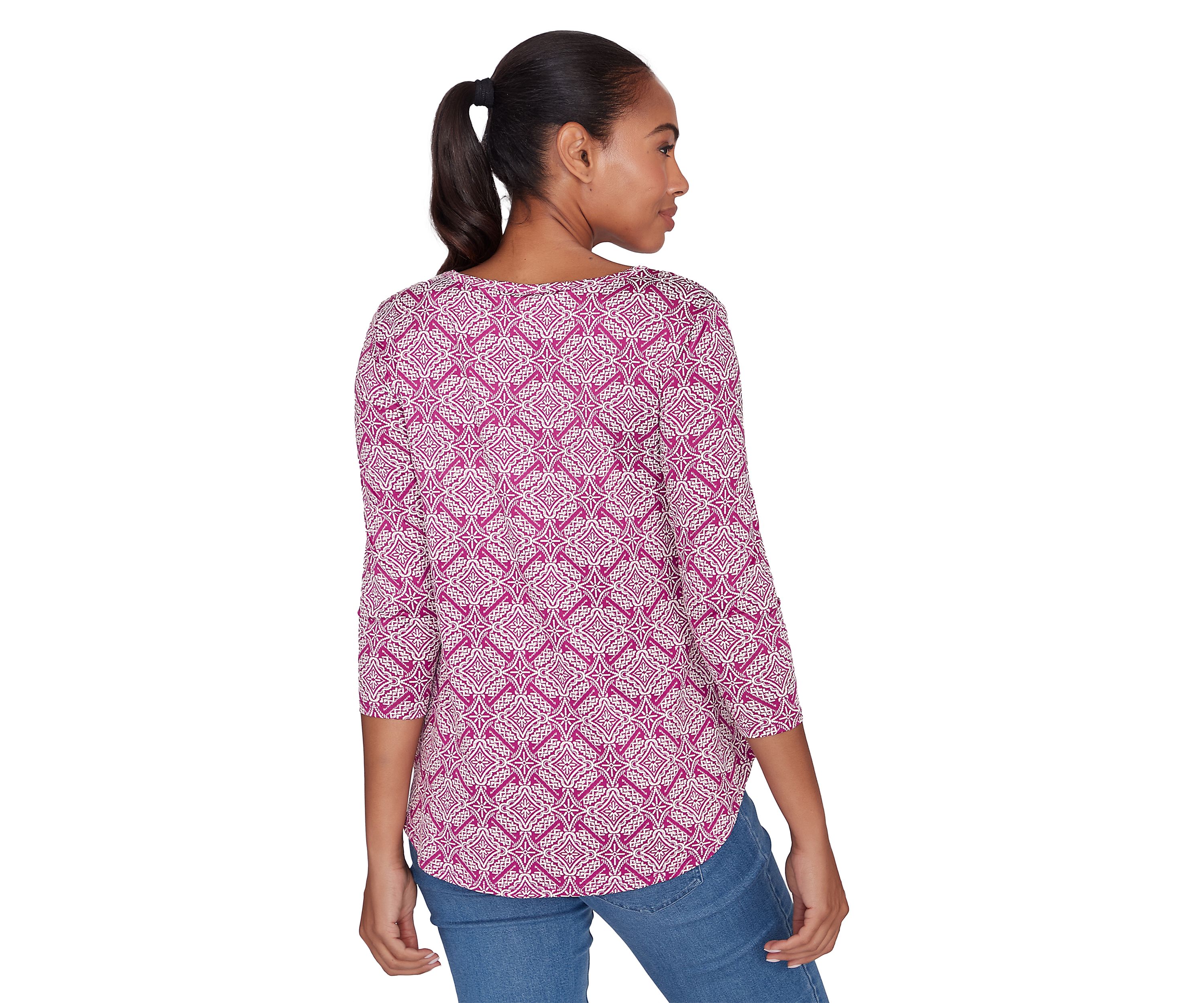 Petite Diamond Puff Print Knit Top