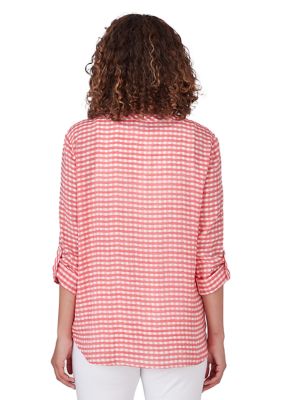 Women's Gingham Silky Slub Top