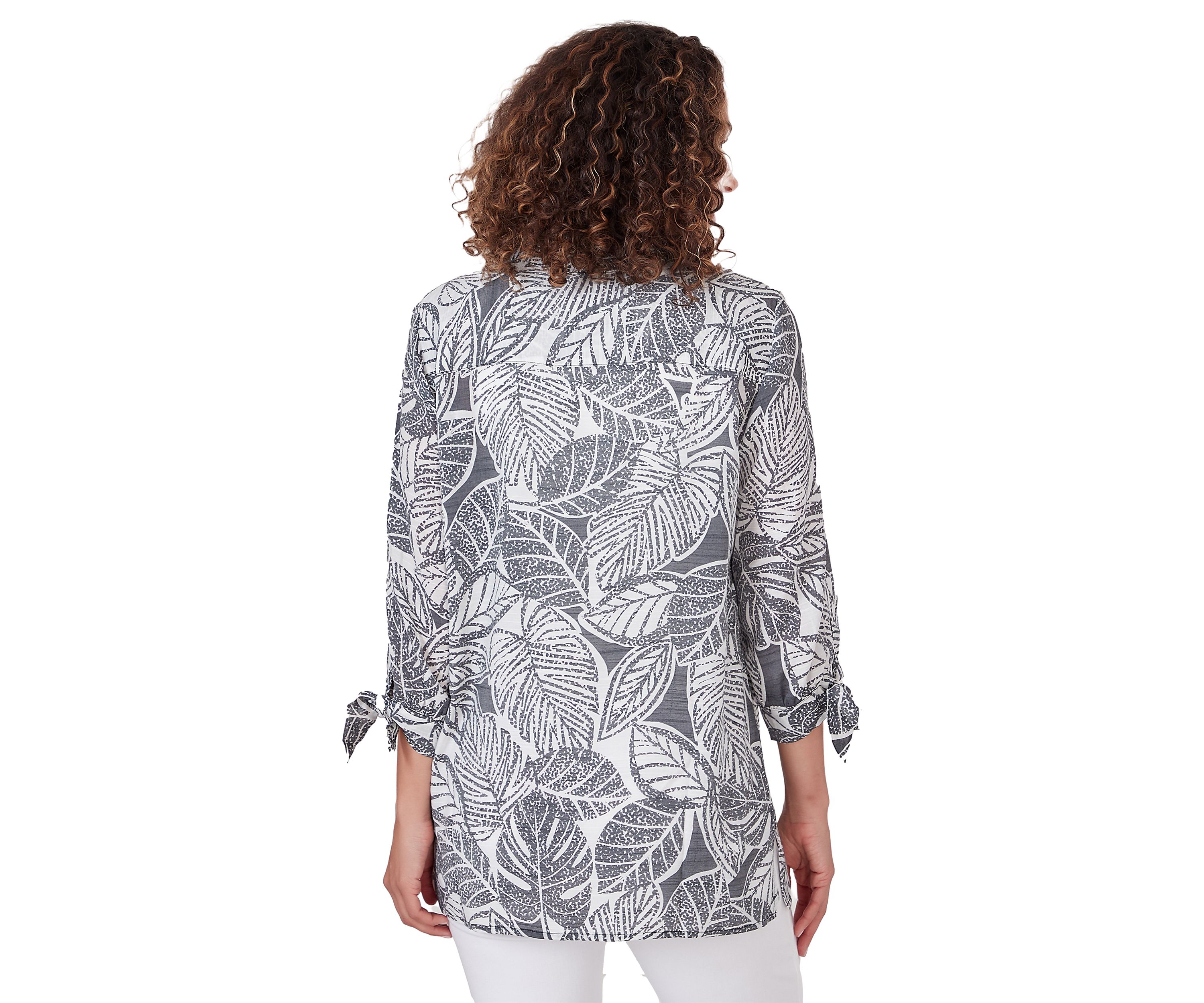 Womens Silky Leaf Print Top