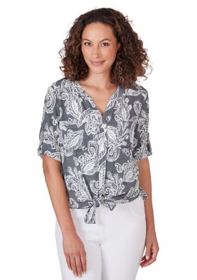 Petite Paisley Silky Slub Top