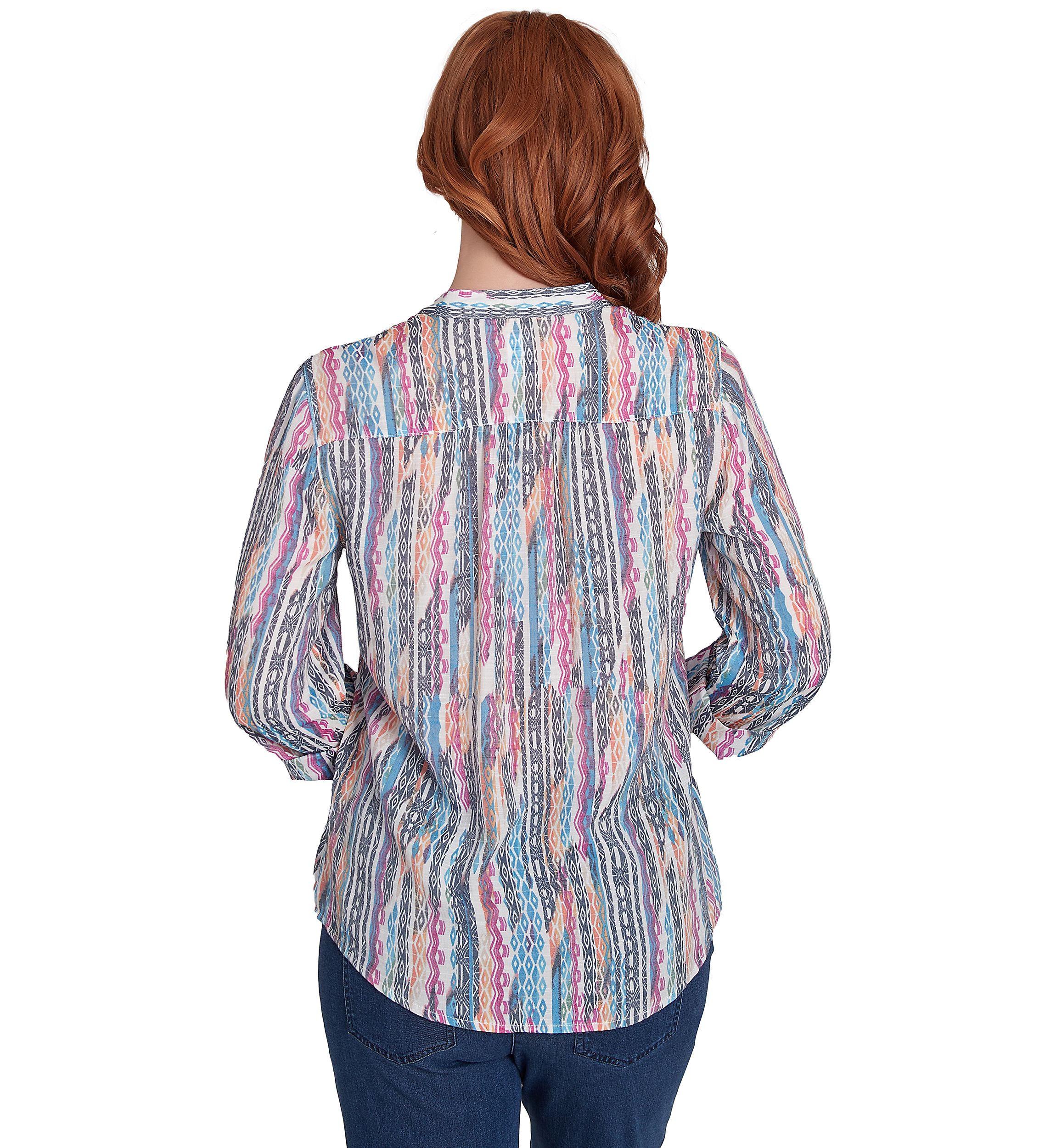Diamond Ikat Stripe Button Down Top