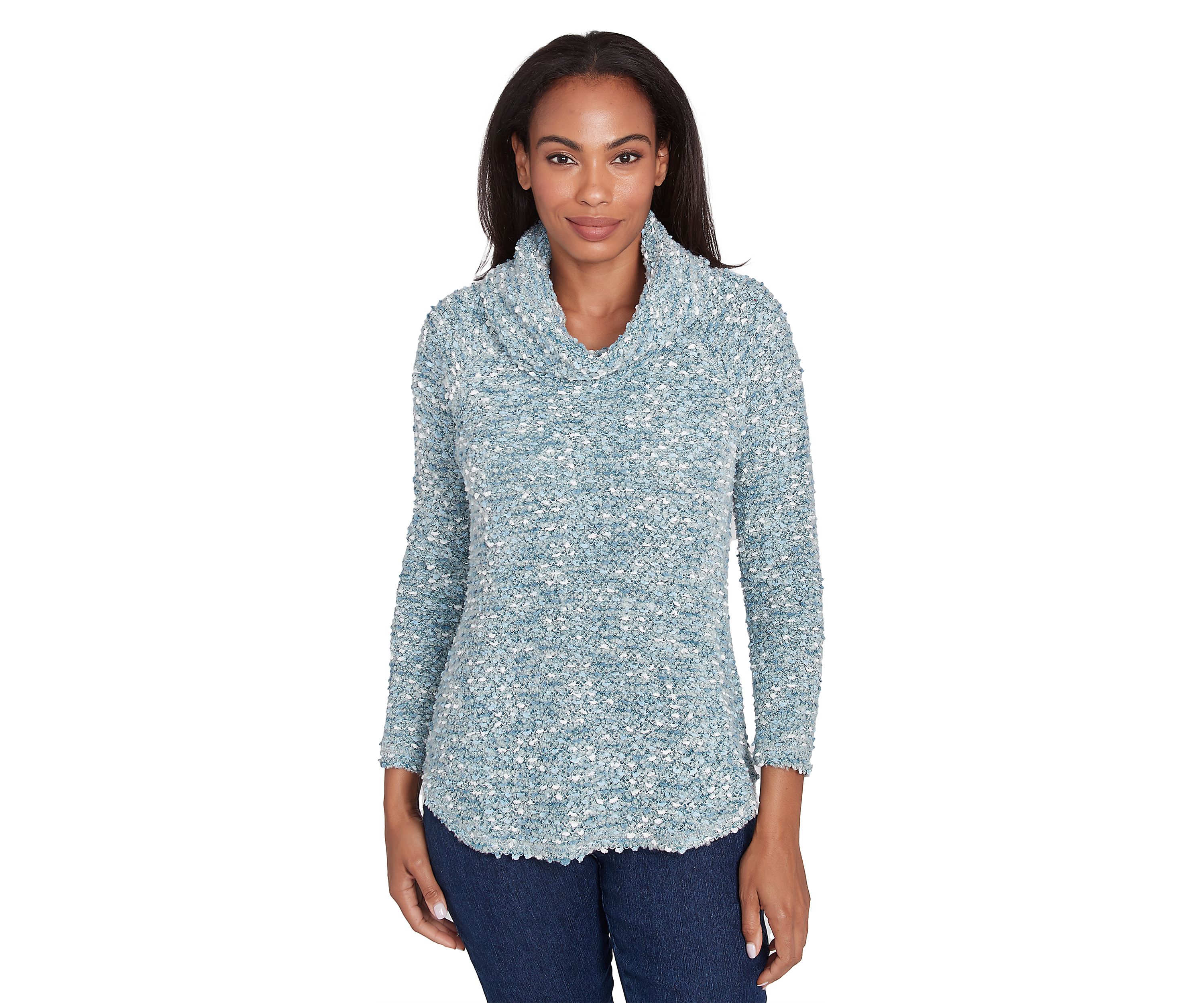 Womens Cowl Neck Cozy Boucle Knit Top