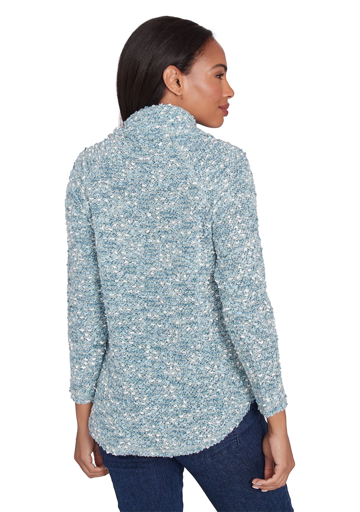 Womens Cowl Neck Cozy Boucle Knit Top