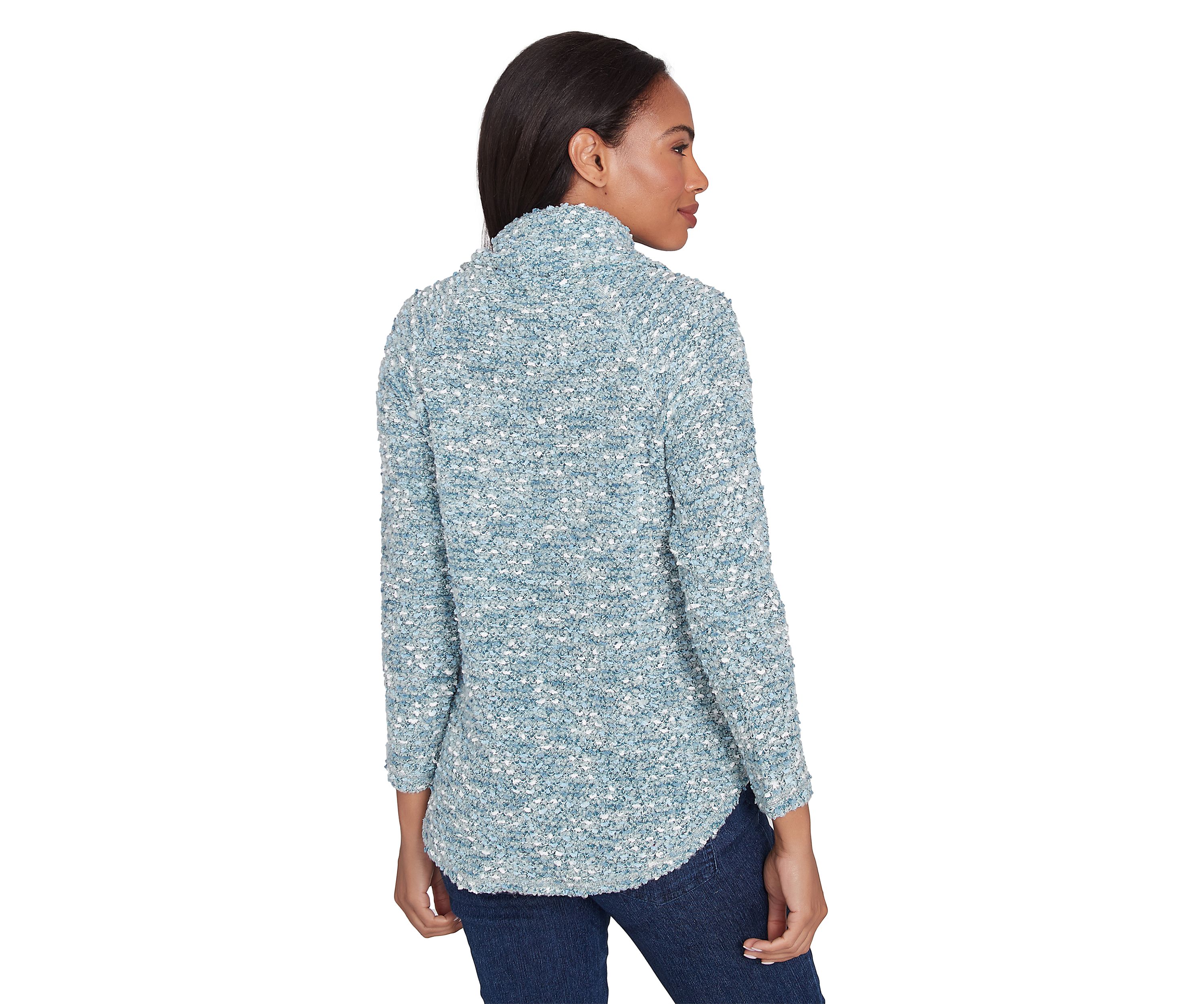 Womens Cowl Neck Cozy Boucle Knit Top