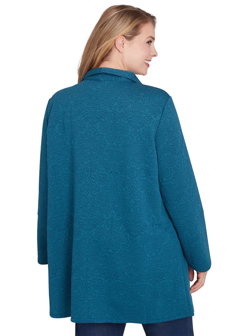 Plus Size Open Front Quilted Knit Jacket