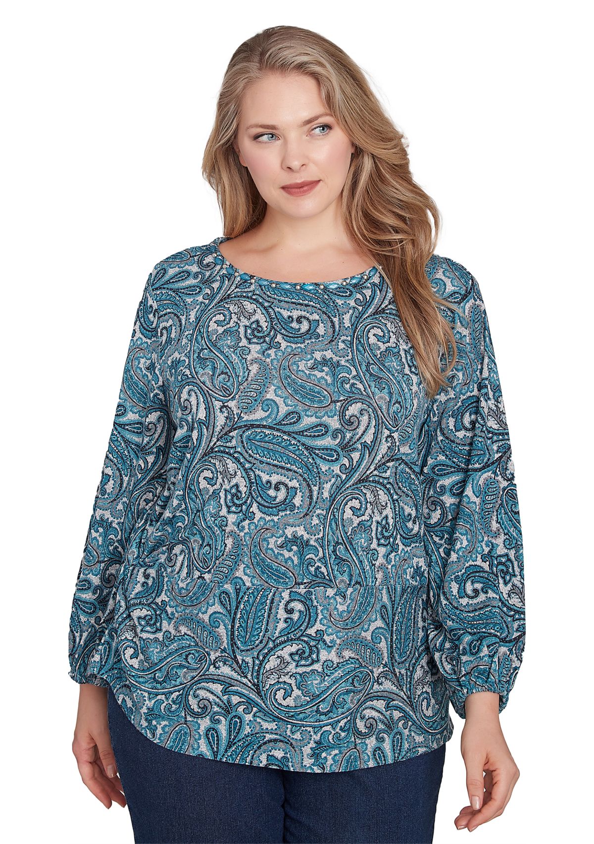 Plus Size Paisley Hatchi Twist Front Top