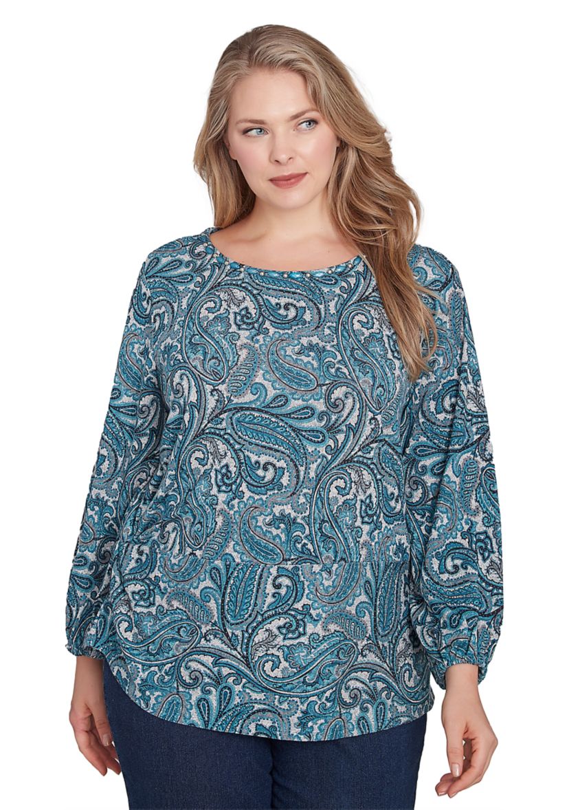 Plus Size Paisley Hatchi Twist Front Top