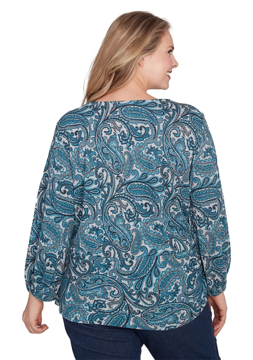 Plus Size Paisley Hatchi Twist Front Top