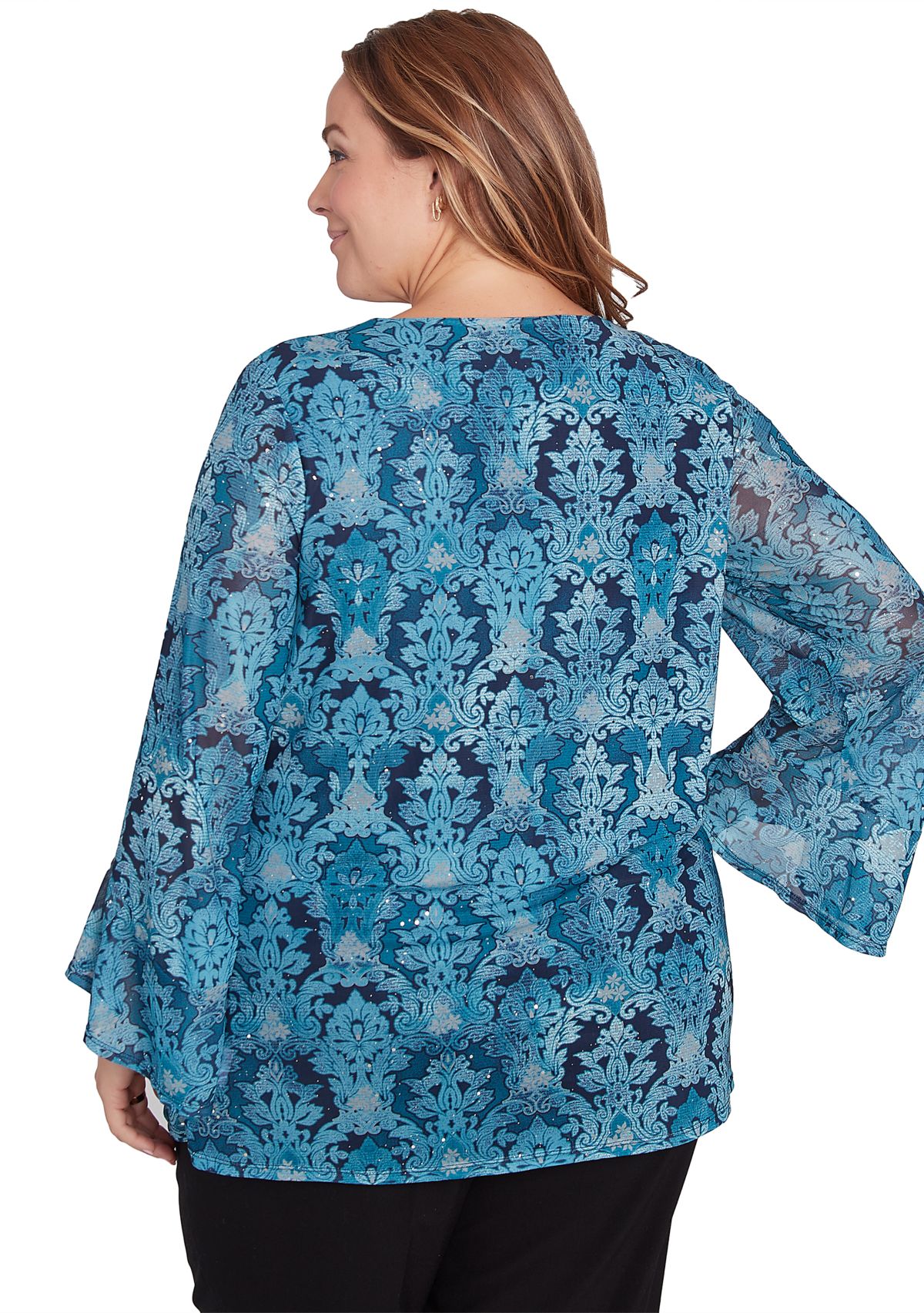 Plus Size Damask Mesh Top