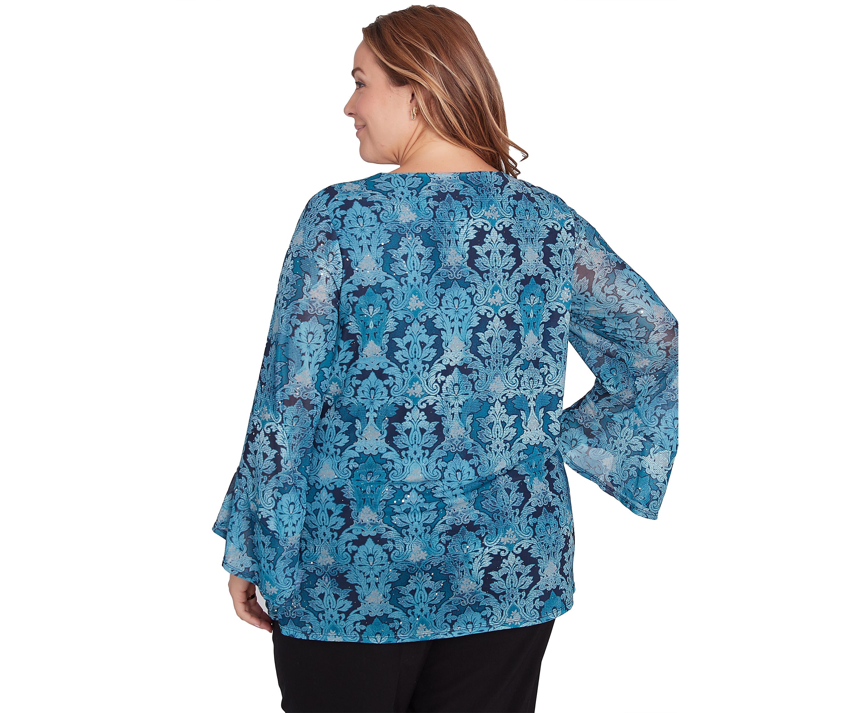 Plus Size Damask Mesh Top