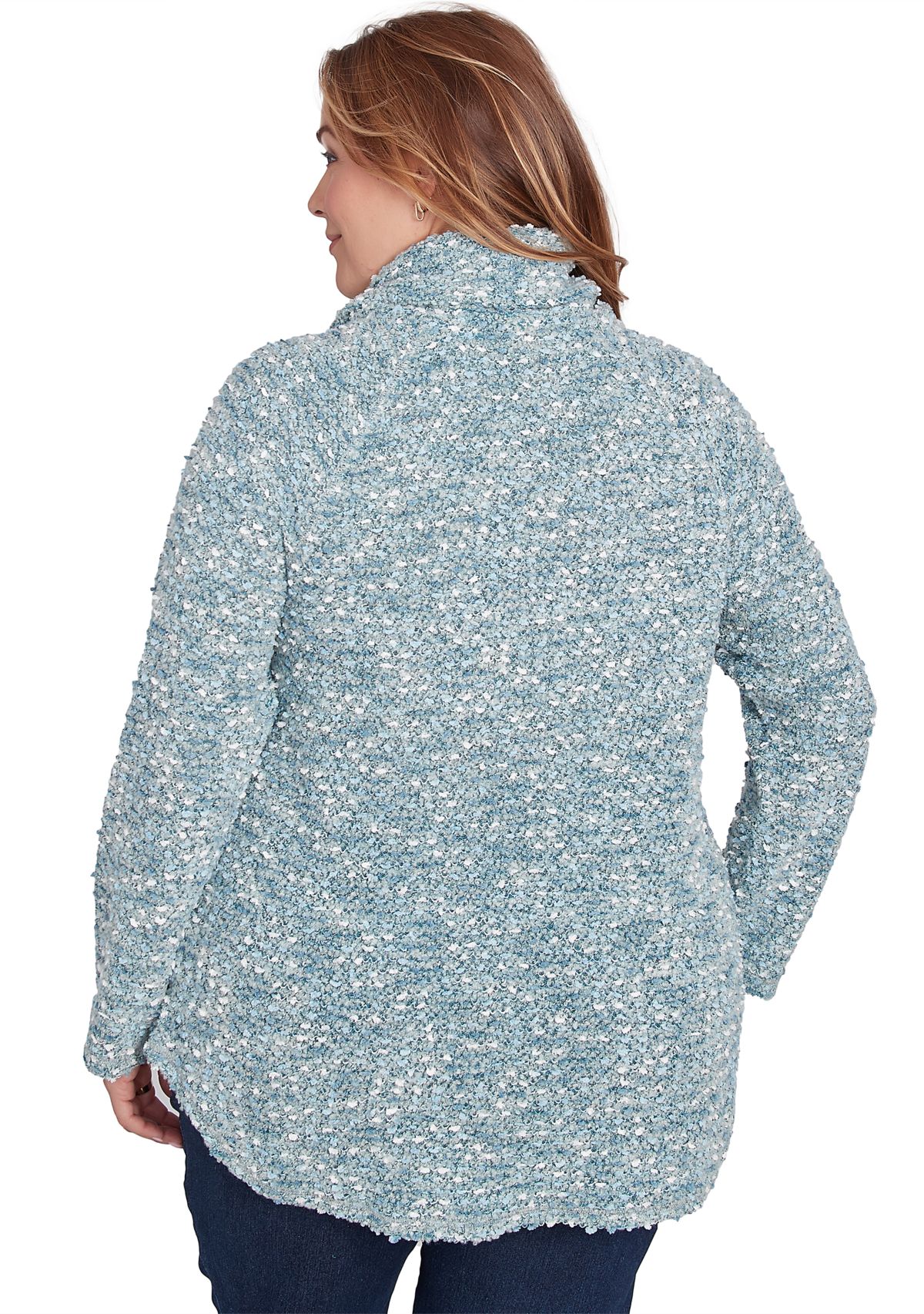 Plus Size Cowl Neck Cozy Boucle Knit Top