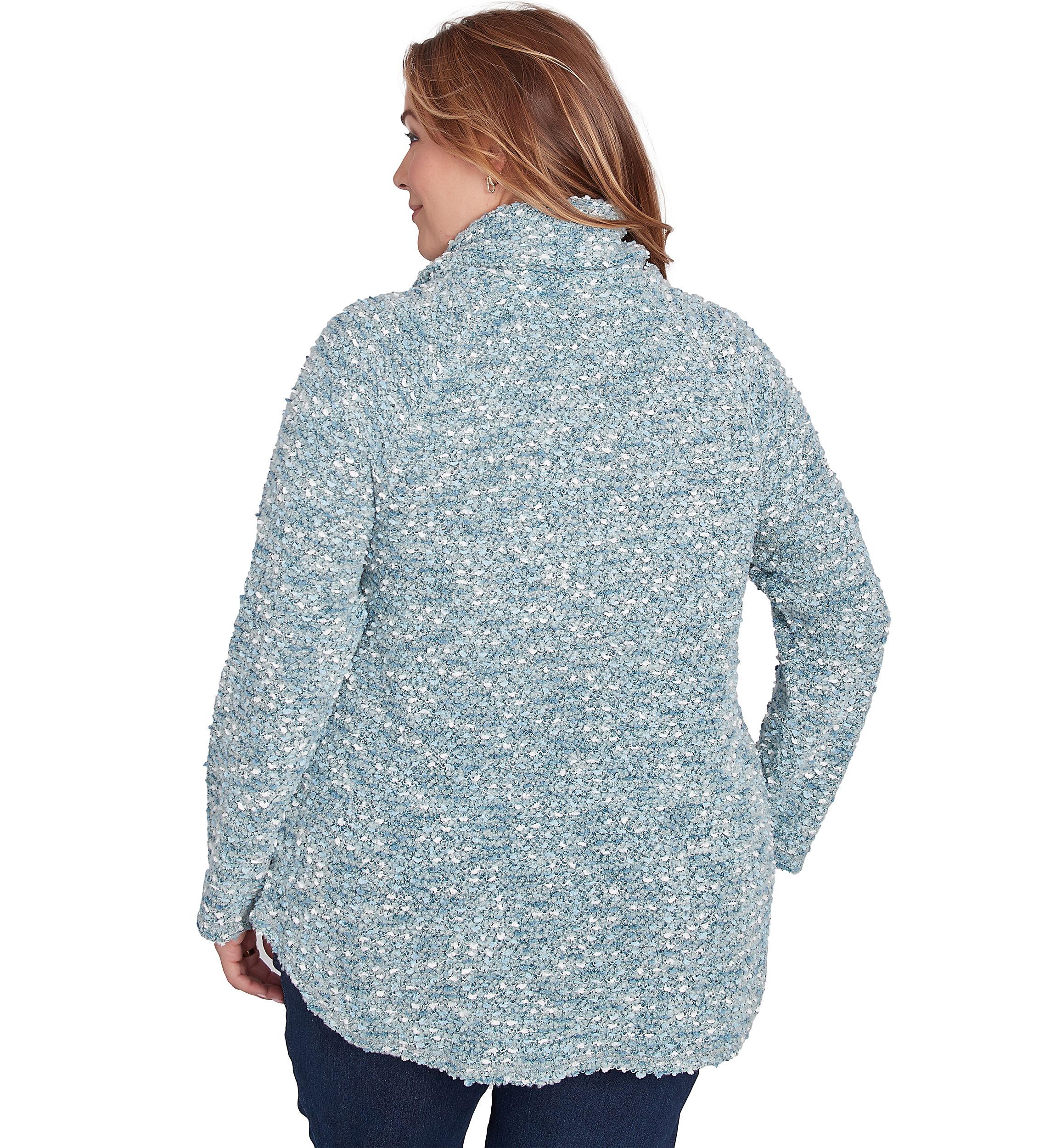 Plus Size Cowl Neck Cozy Boucle Knit Top
