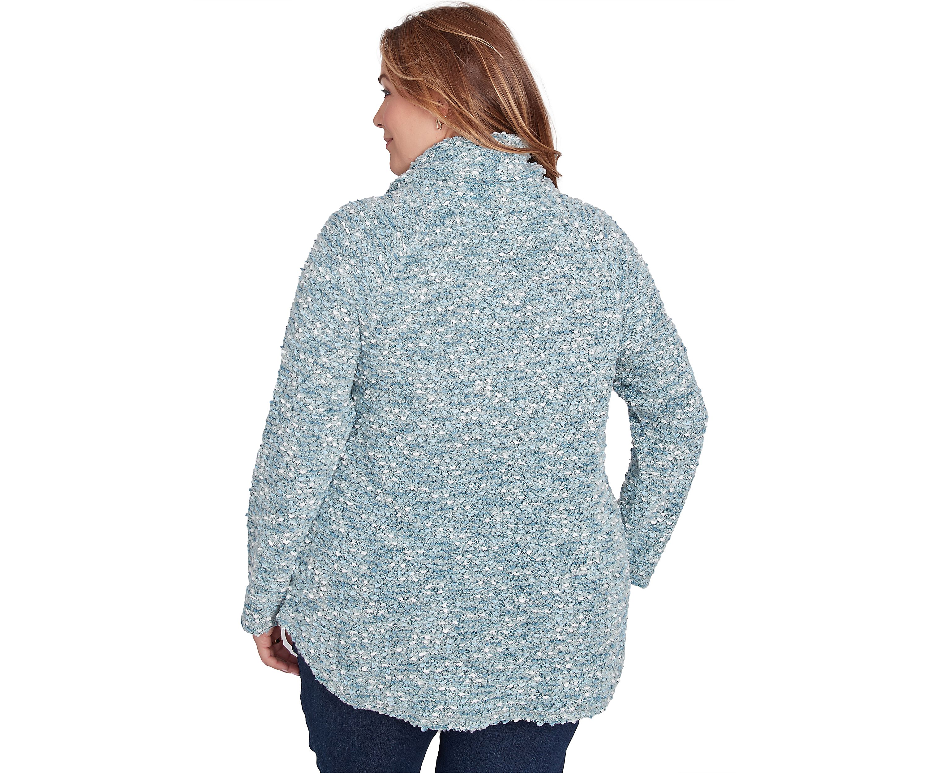 Plus Size Cowl Neck Cozy Boucle Knit Top