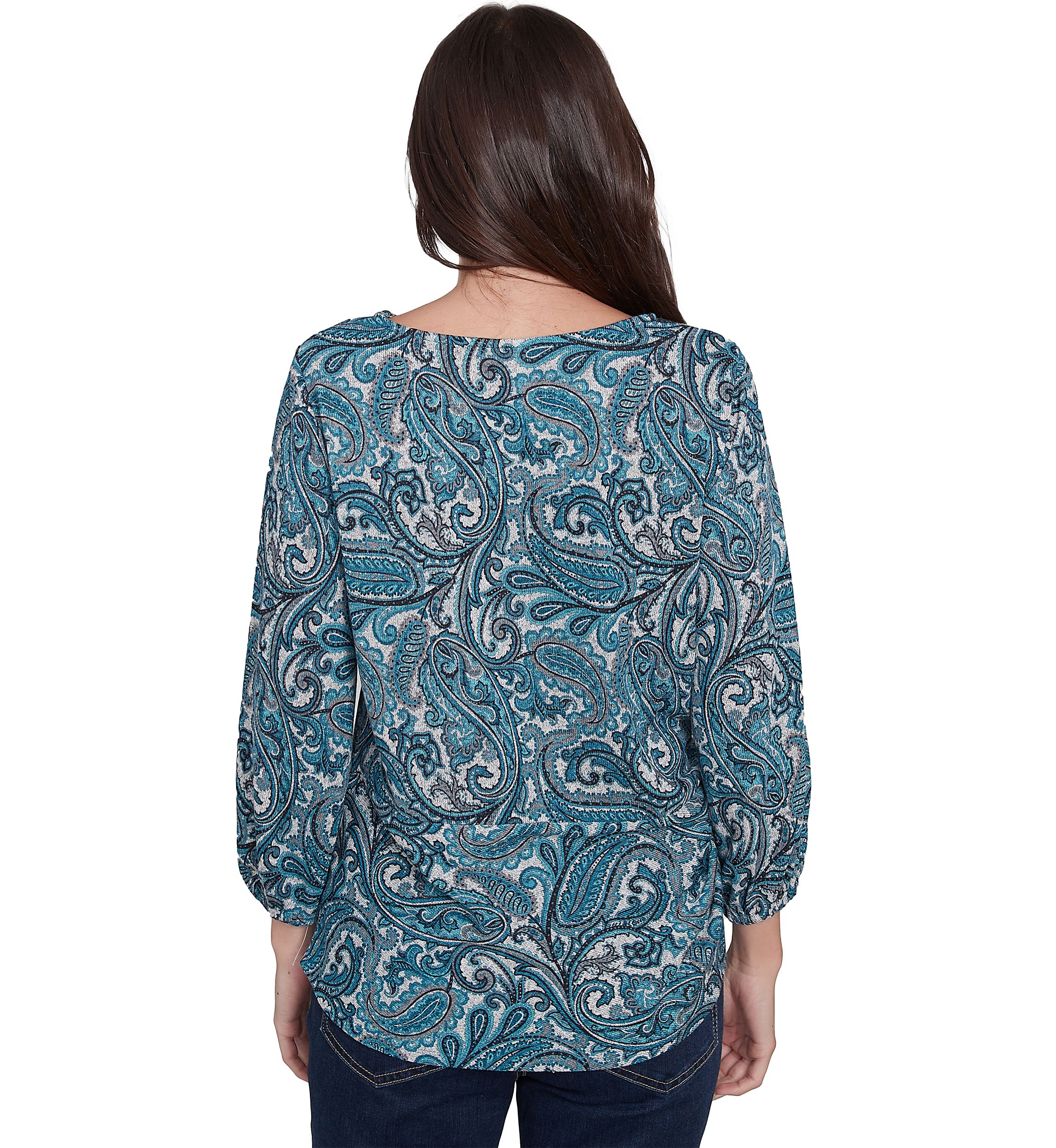 Petite Paisley Hacci Twist Front Top