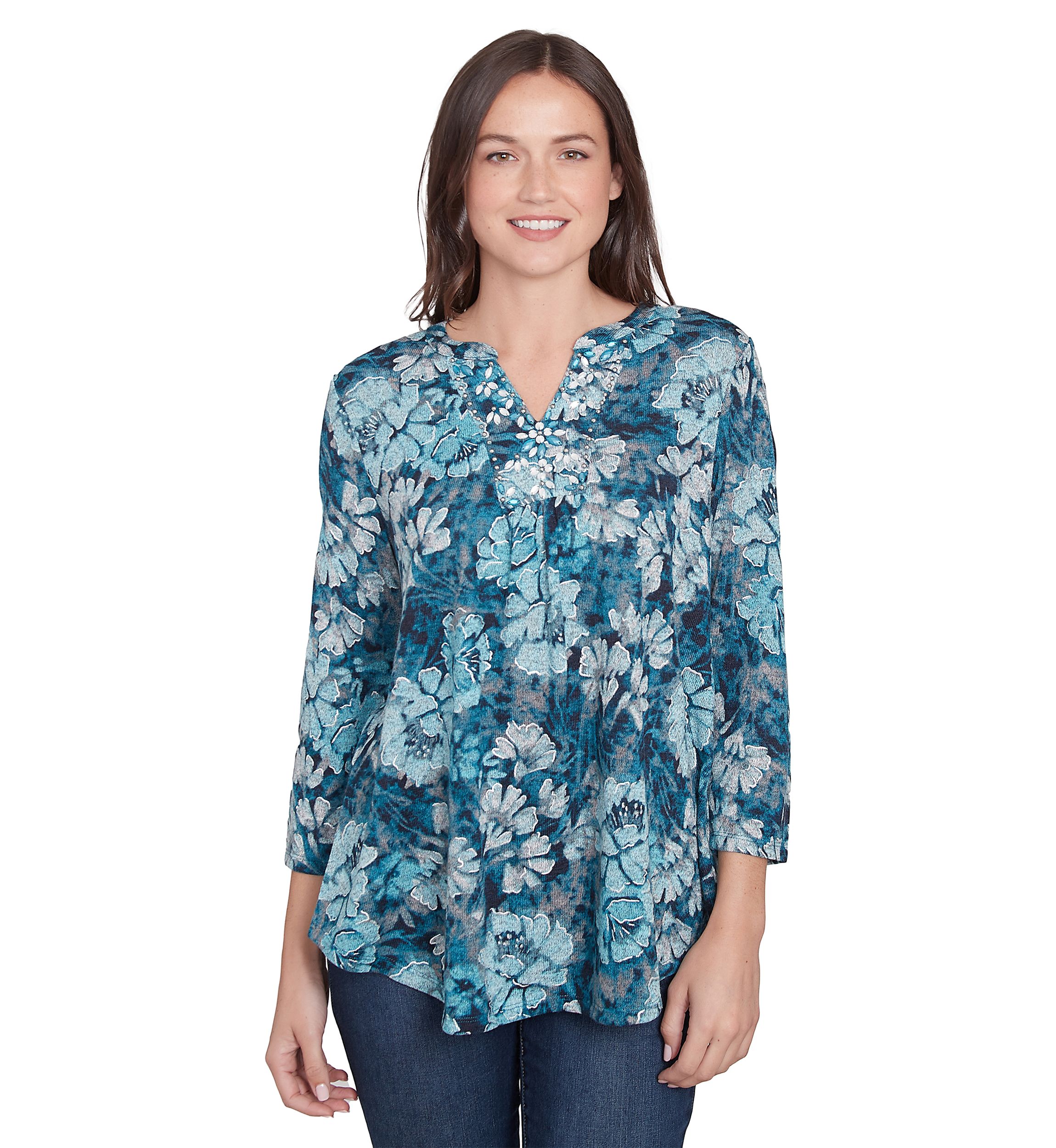 Petite Embellished Wintery Floral Hatchi Top