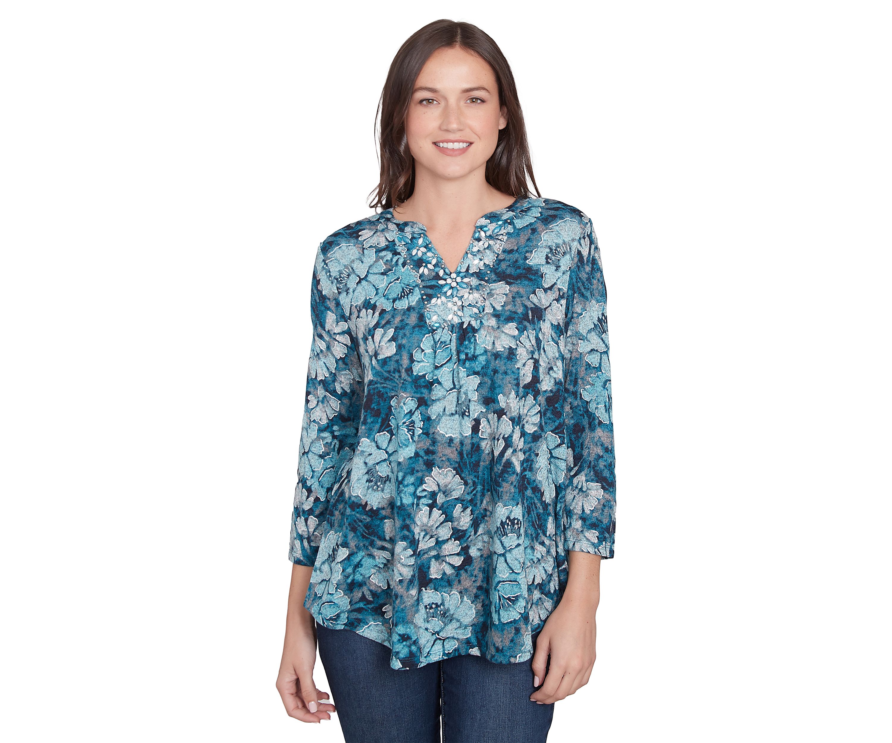 Petite Embellished Wintery Floral Hatchi Top