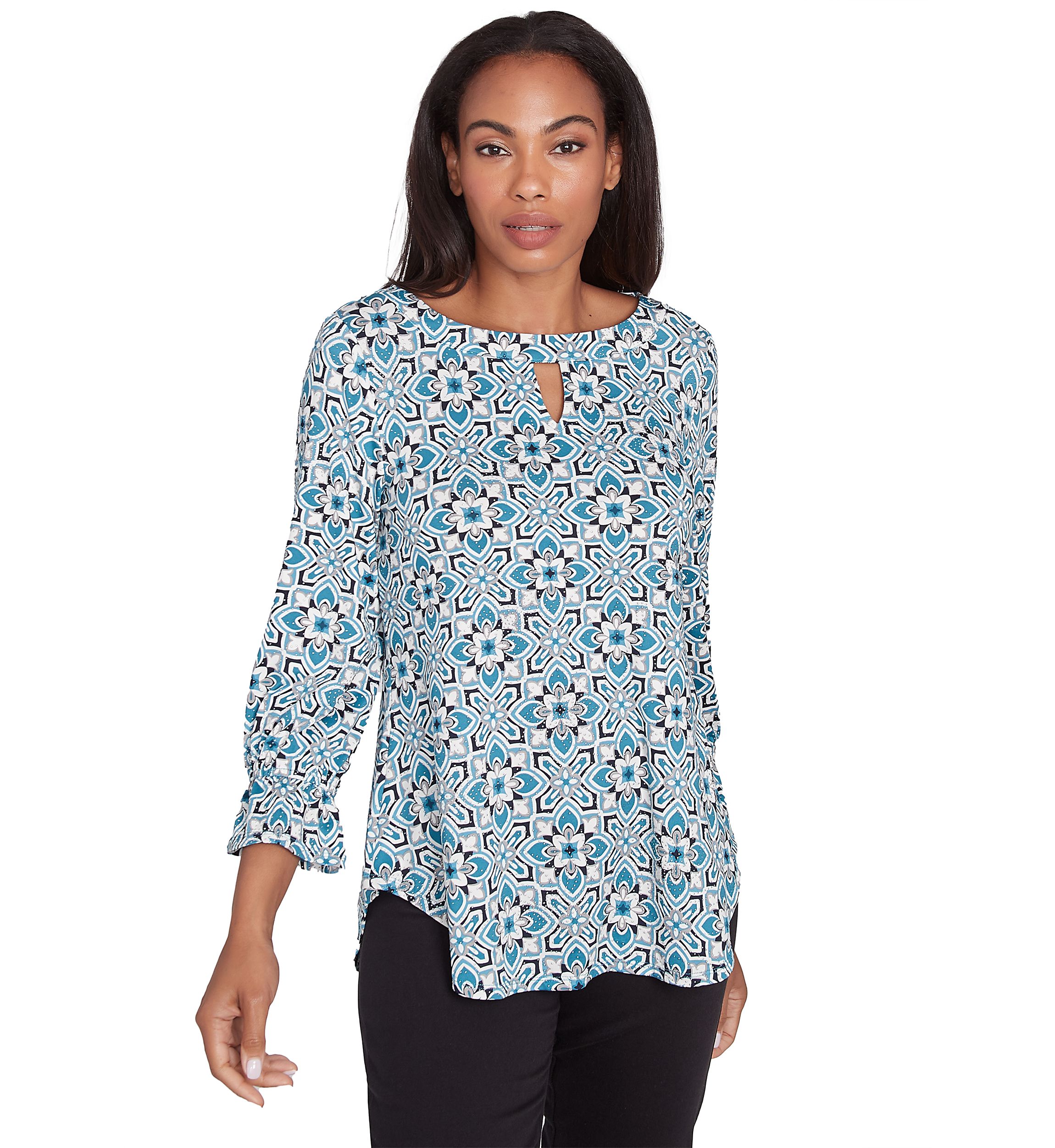 Petite Foulard Tile Dew Drop Knit Top