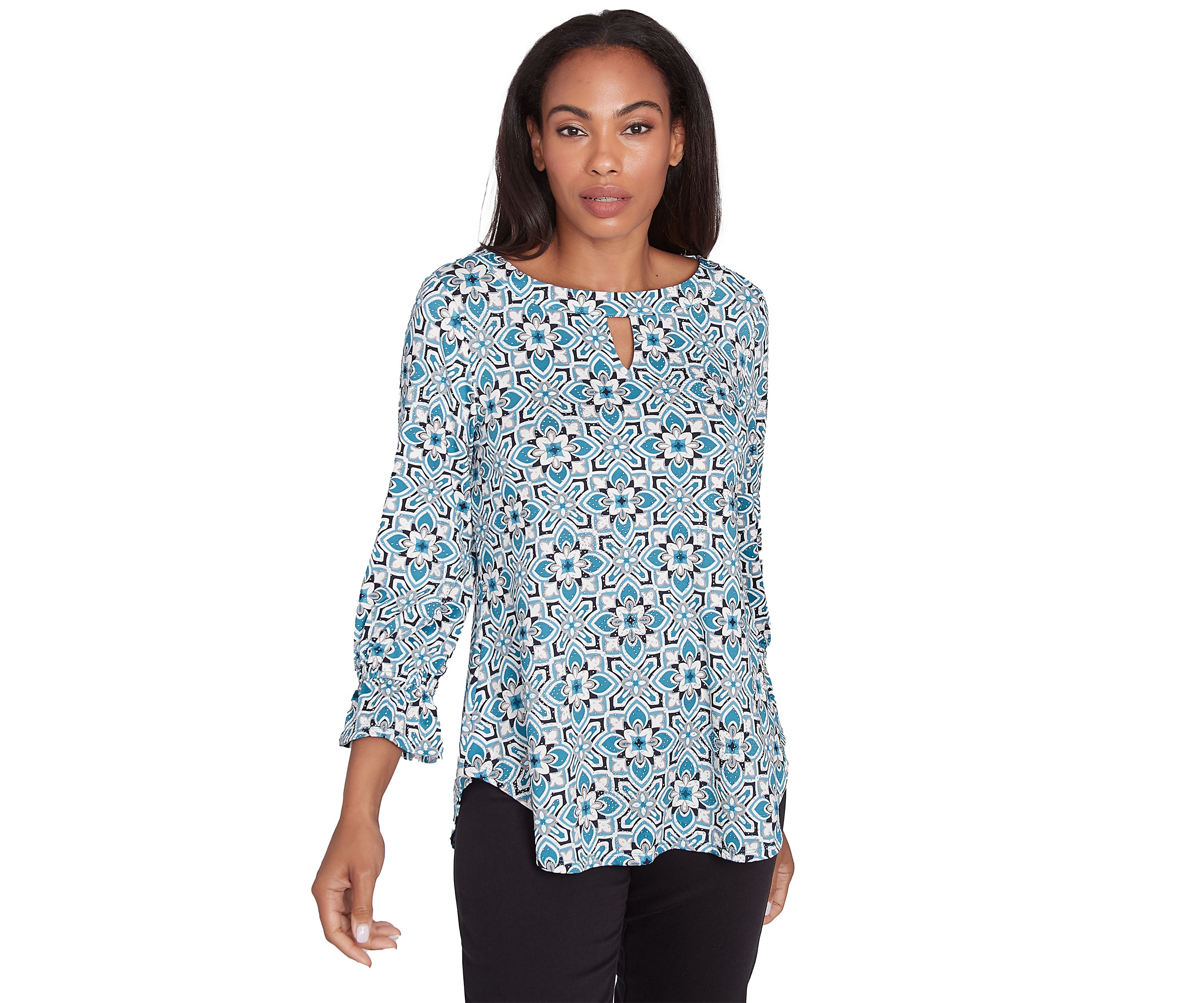Petite Foulard Tile Dew Drop Knit Top