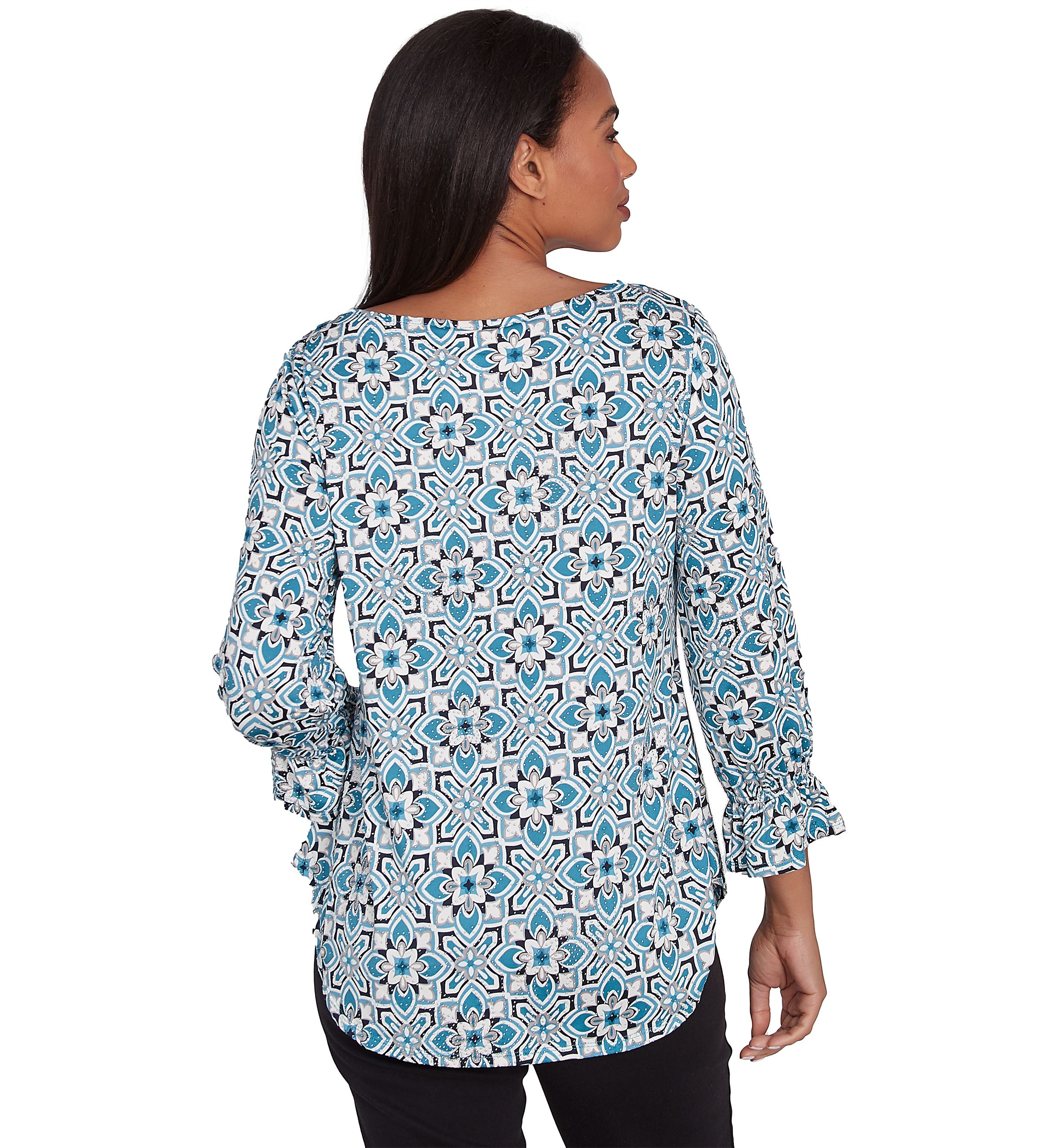Petite Foulard Tile Dew Drop Knit Top
