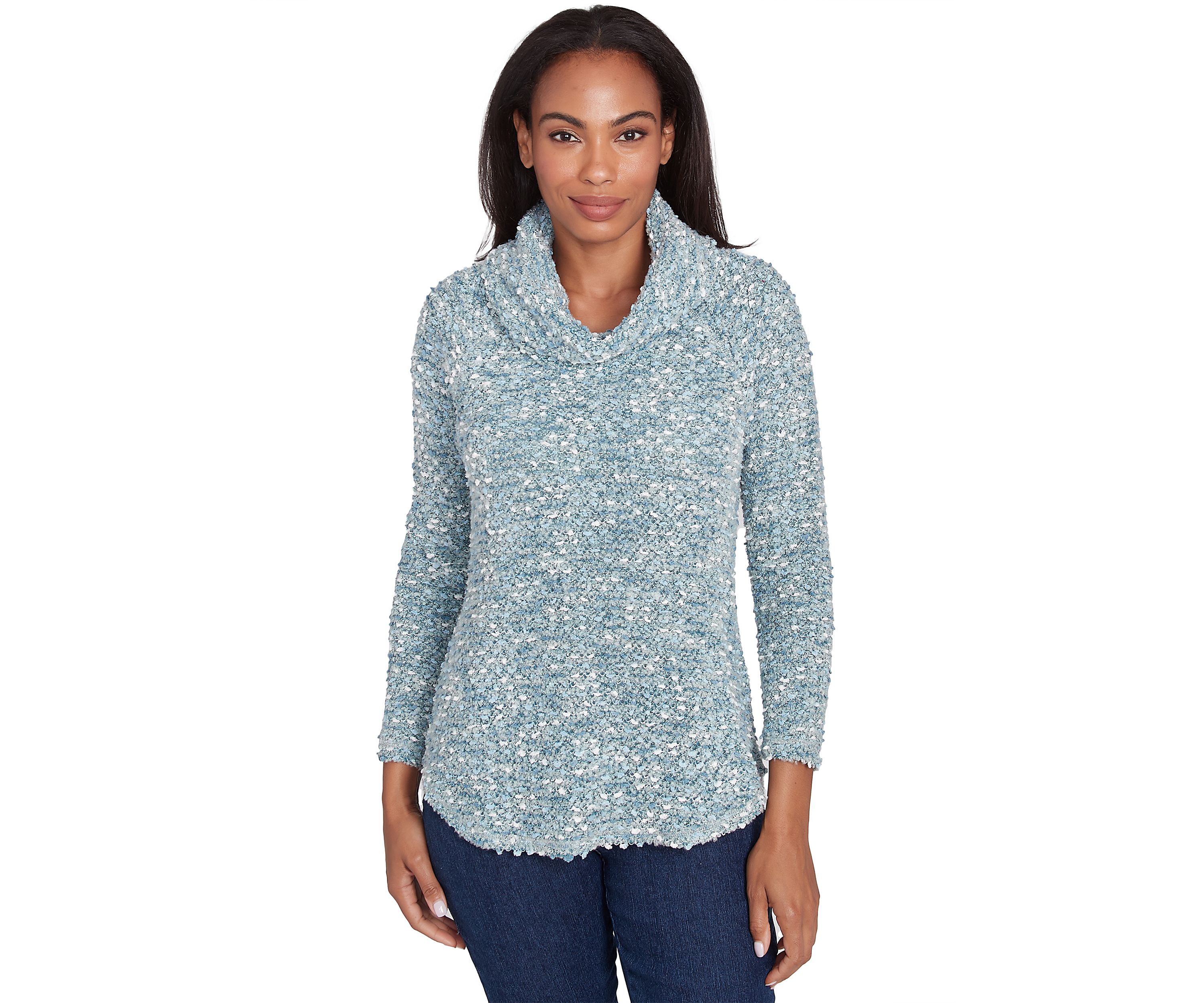 Petite Cowl Neck Cozy Boucle Knit Top