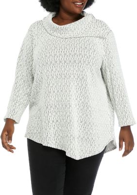 Ruby Rd Plus Size Split Cowl Neck Metallic Chenille Sweater | belk