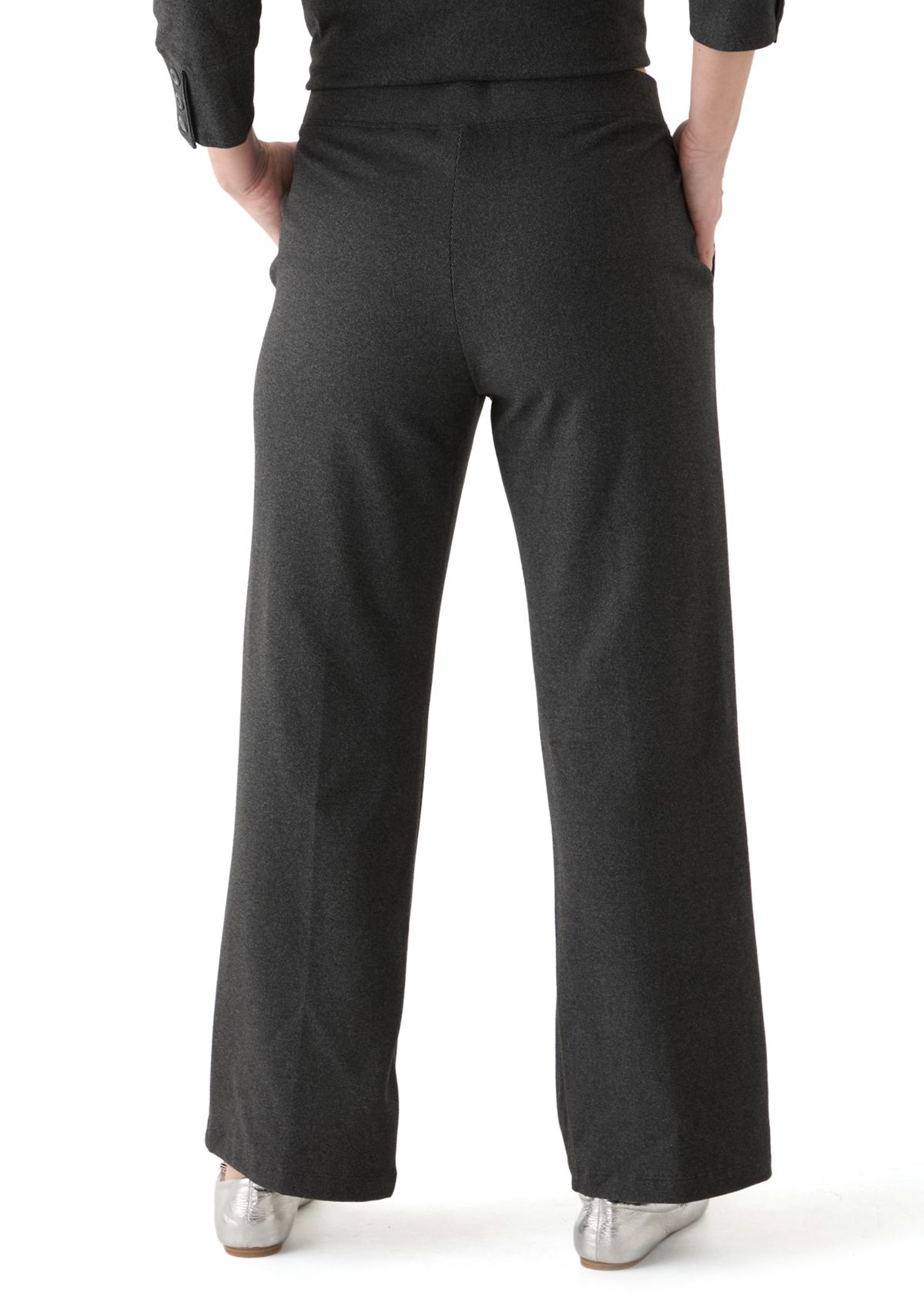 Womens Luxe Stretch Rib Knit Straight Leg Pull On Pants