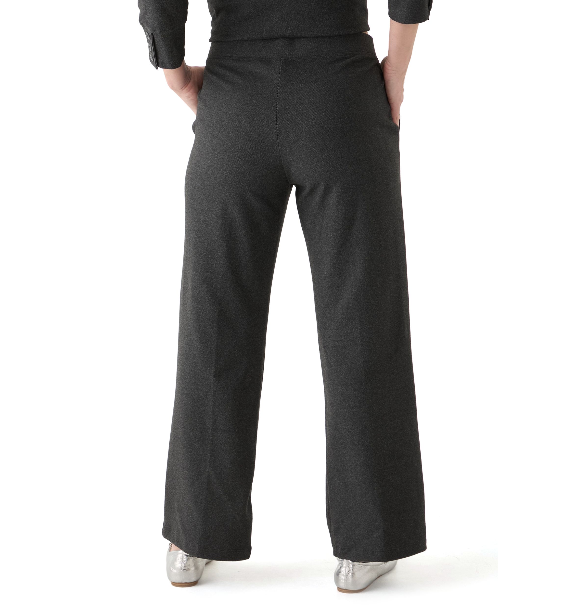 Womens Luxe Stretch Rib Knit Straight Leg Pull On Pants