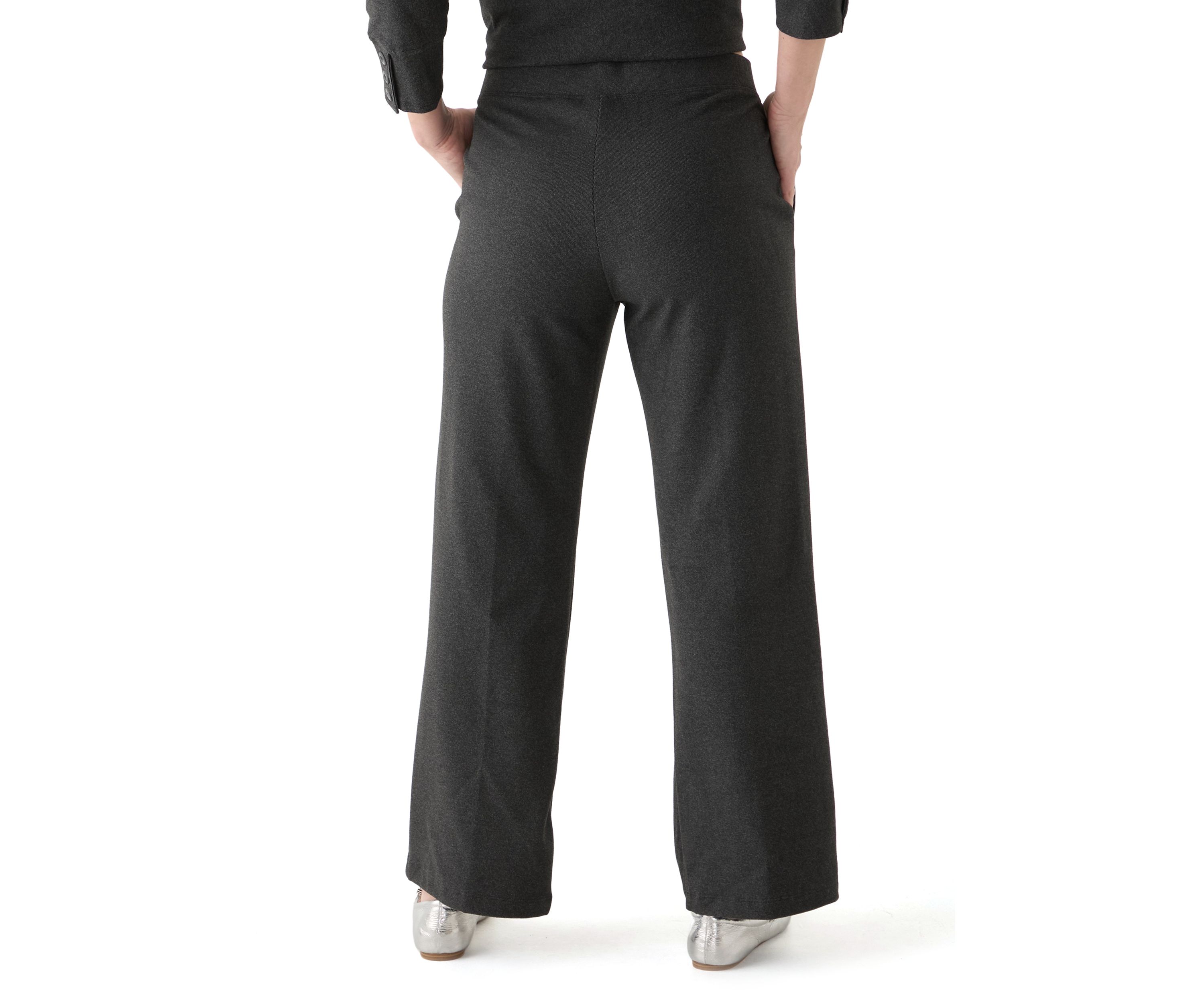 Womens Luxe Stretch Rib Knit Straight Leg Pull On Pants
