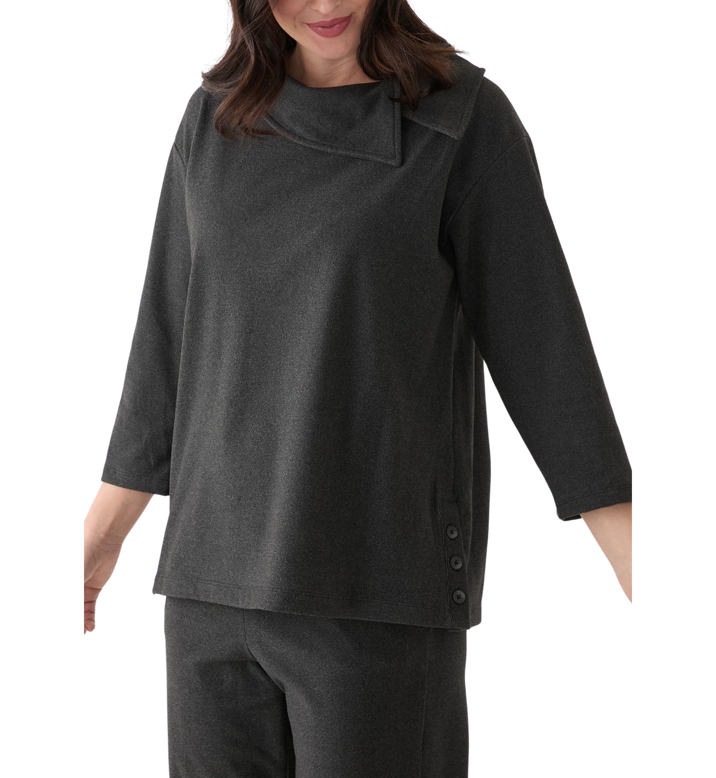 Womens Ribbed Knit Button Detail Sweater