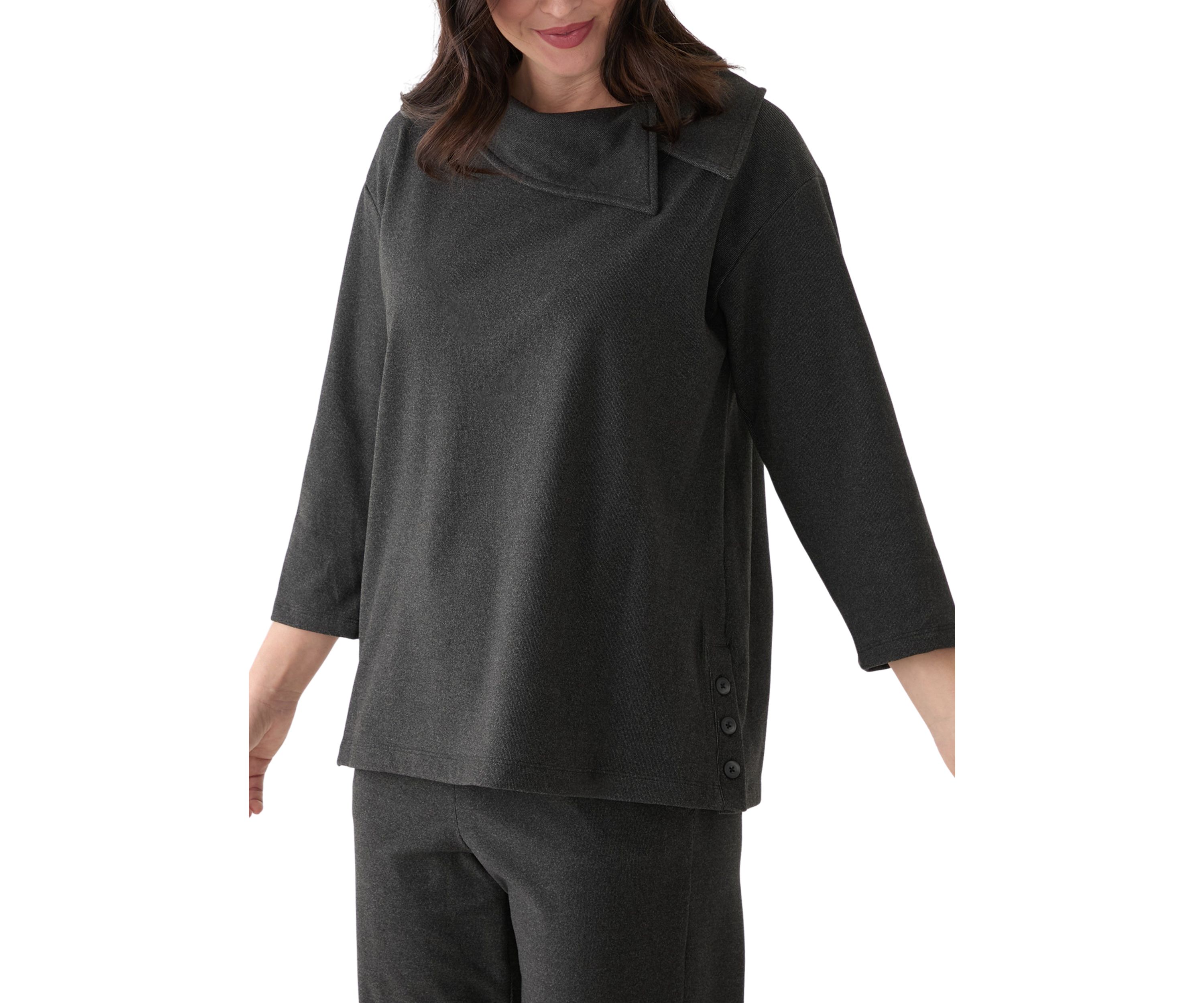 Womens Ribbed Knit Button Detail Sweater