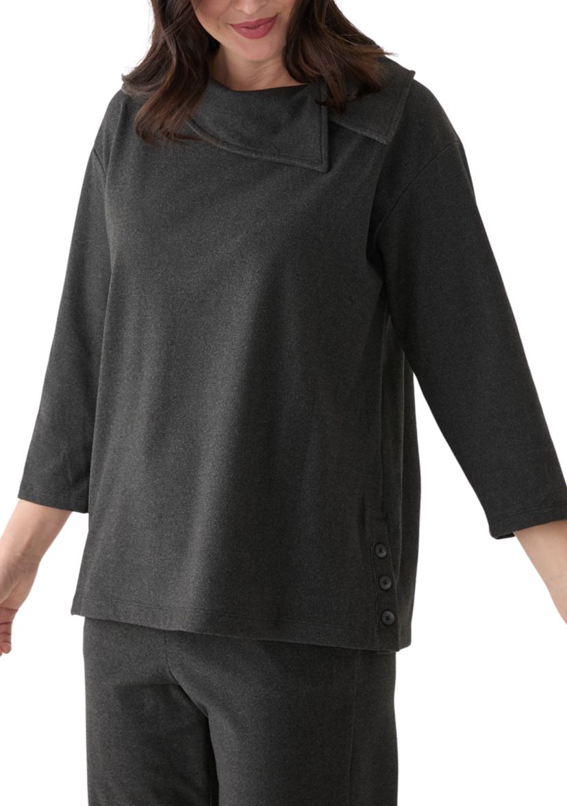 Womens Ribbed Knit Button Detail Sweater