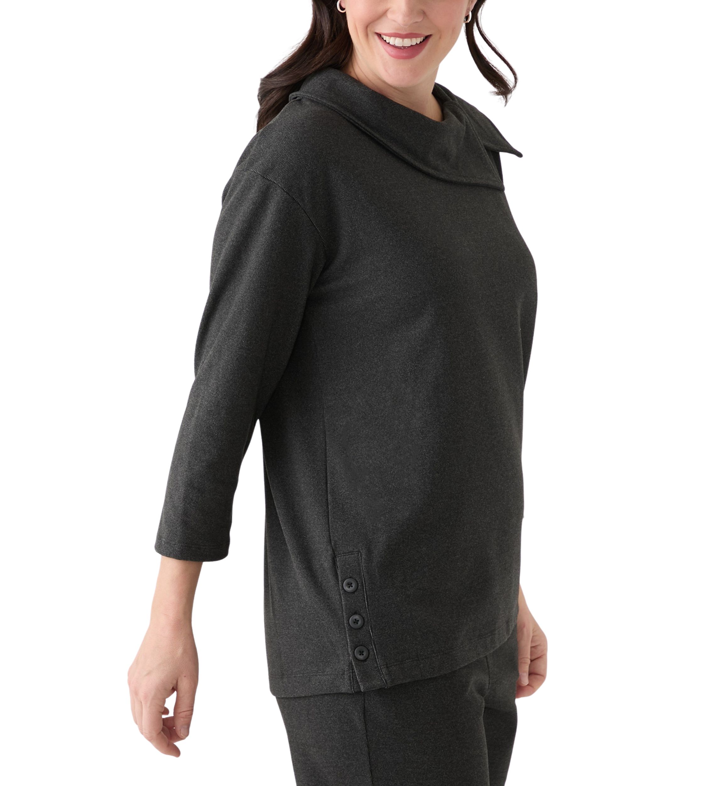 Womens Ribbed Knit Button Detail Sweater