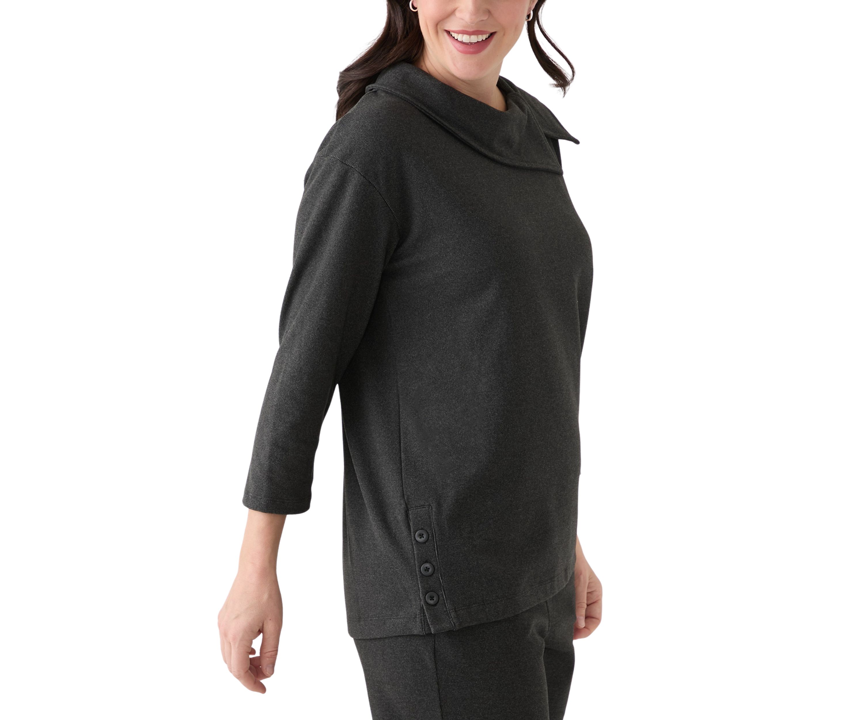 Womens Ribbed Knit Button Detail Sweater