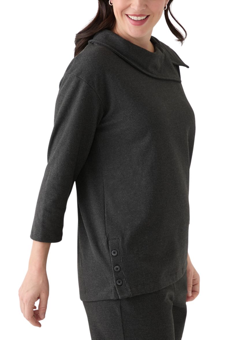 Womens Ribbed Knit Button Detail Sweater