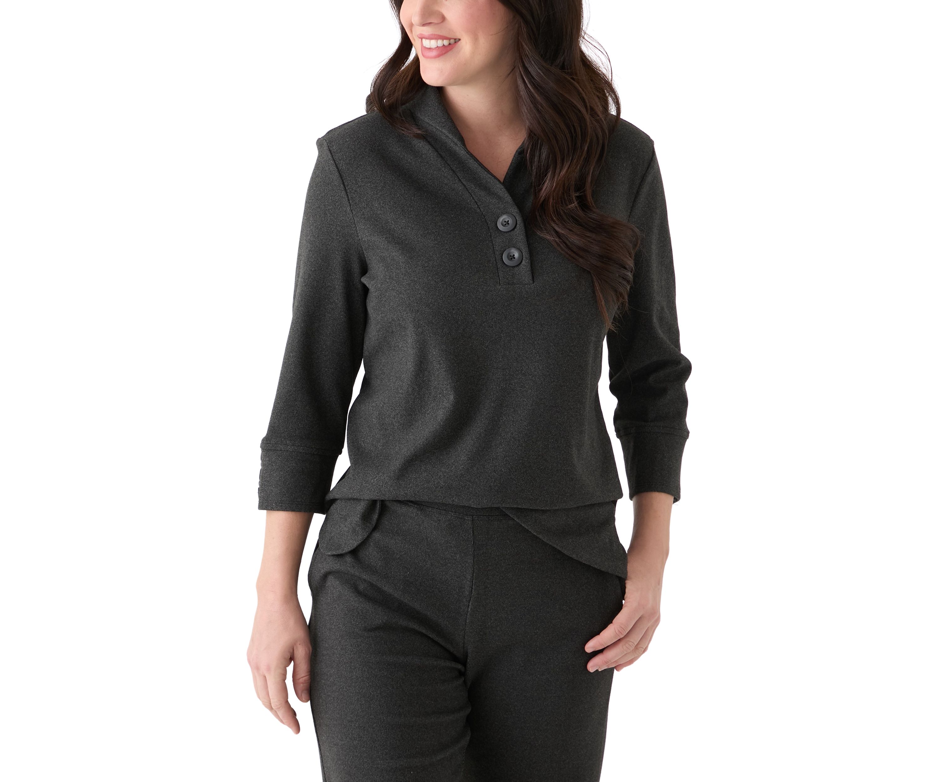 Womens Luxe Stretch Ribbed Pullover Sweater