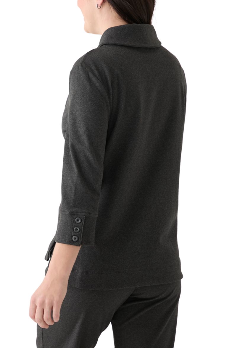 Womens Luxe Stretch Ribbed Pullover Sweater