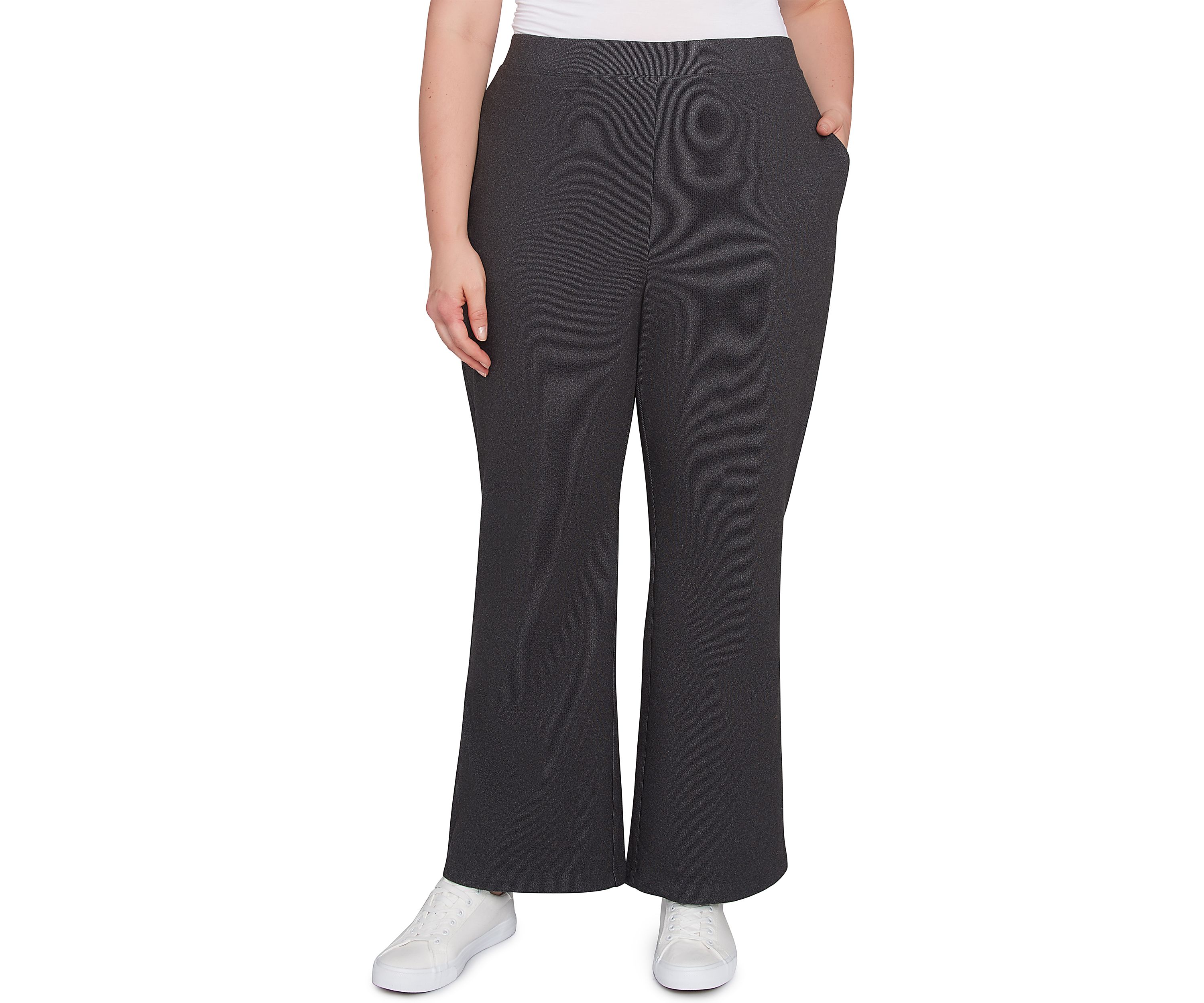 Plus Size Luxe Stretch Rib Knit Straight Leg Pull-On Pants