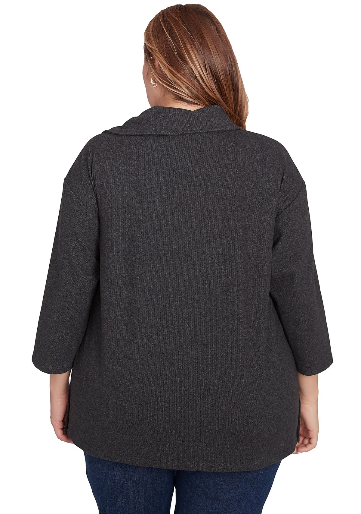 Plus Size Split Cowl Luxe Stretch Rib Knit Top