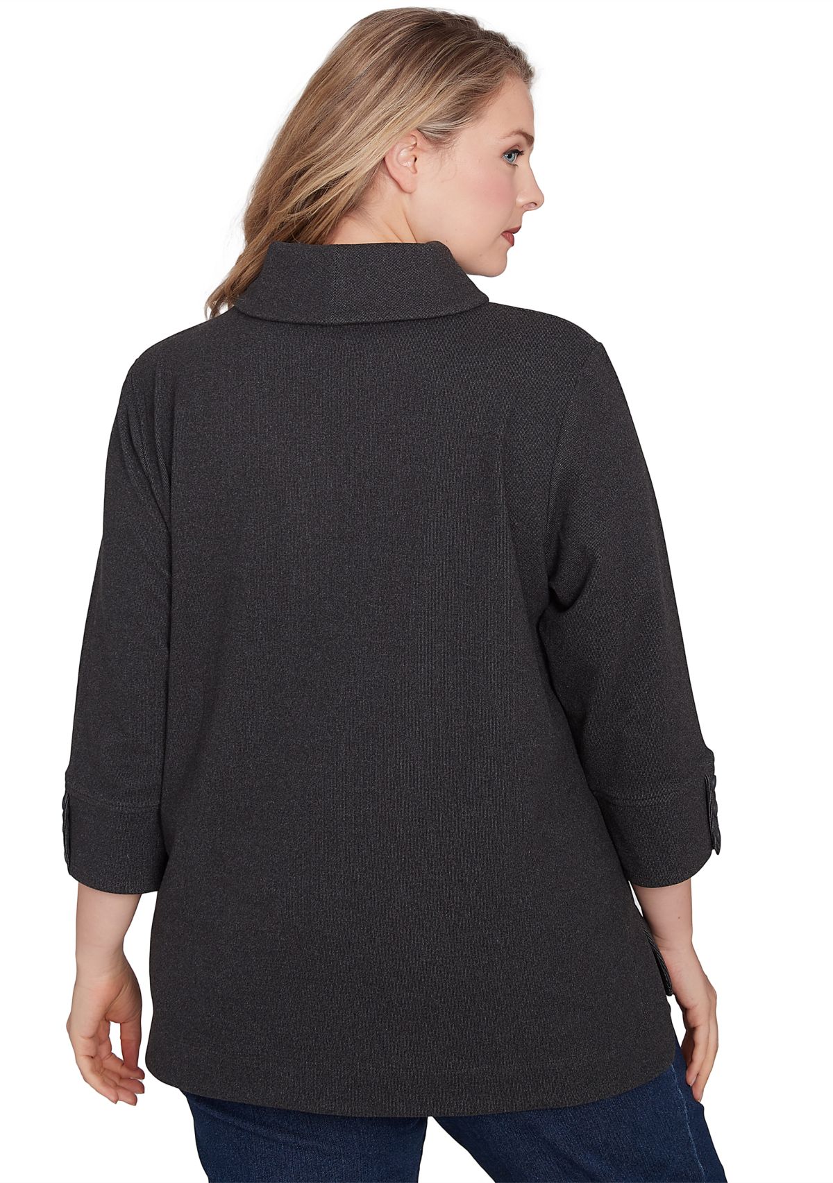 Plus Size Luxe Collared V-Neck Stretch Rib Knit Top