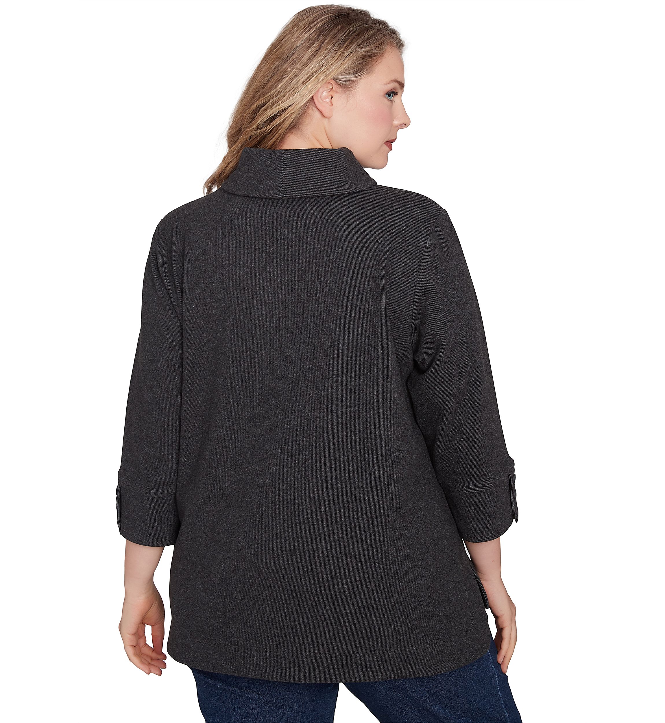 Plus Size Luxe Collared V-Neck Stretch Rib Knit Top