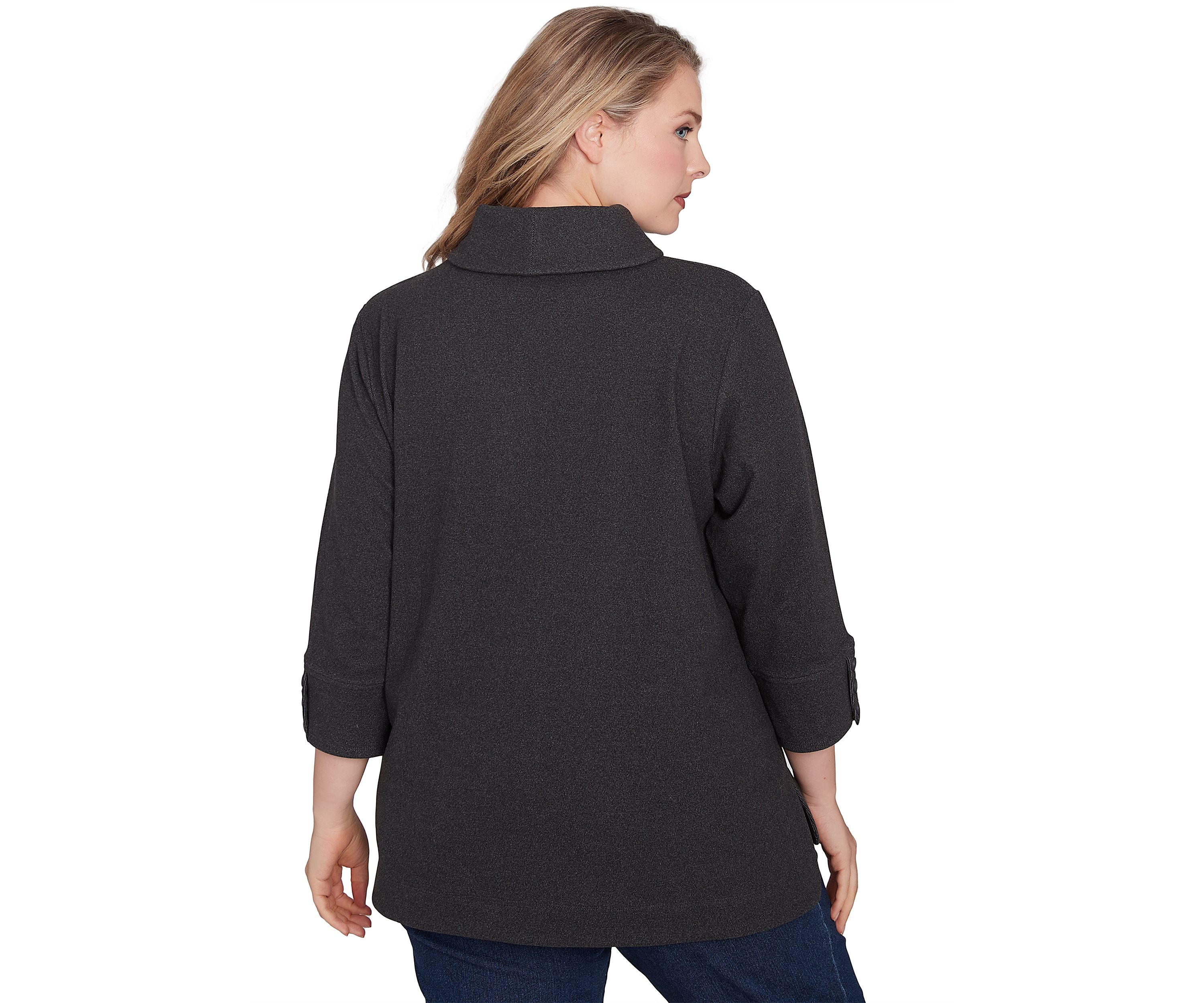 Plus Size Luxe Collared V-Neck Stretch Rib Knit Top