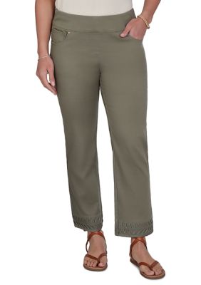 Ruby Rd Women's Pleated Hem Denim Ankle Pants