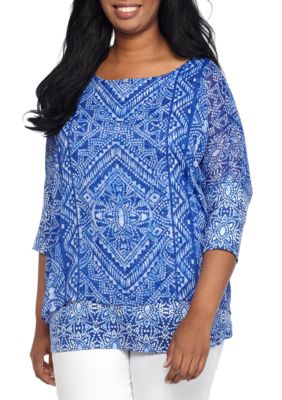 Ruby Rd Plus Size Printed Woven Top | Belk