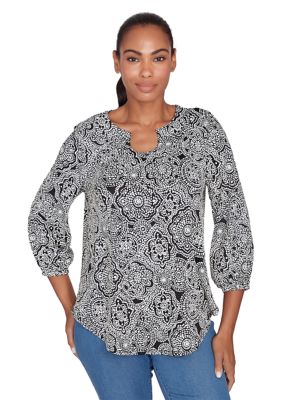 Women's Medallion Puff Print Knit Top