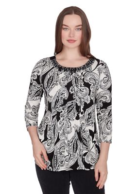 Women's Paisley Print Knit Top