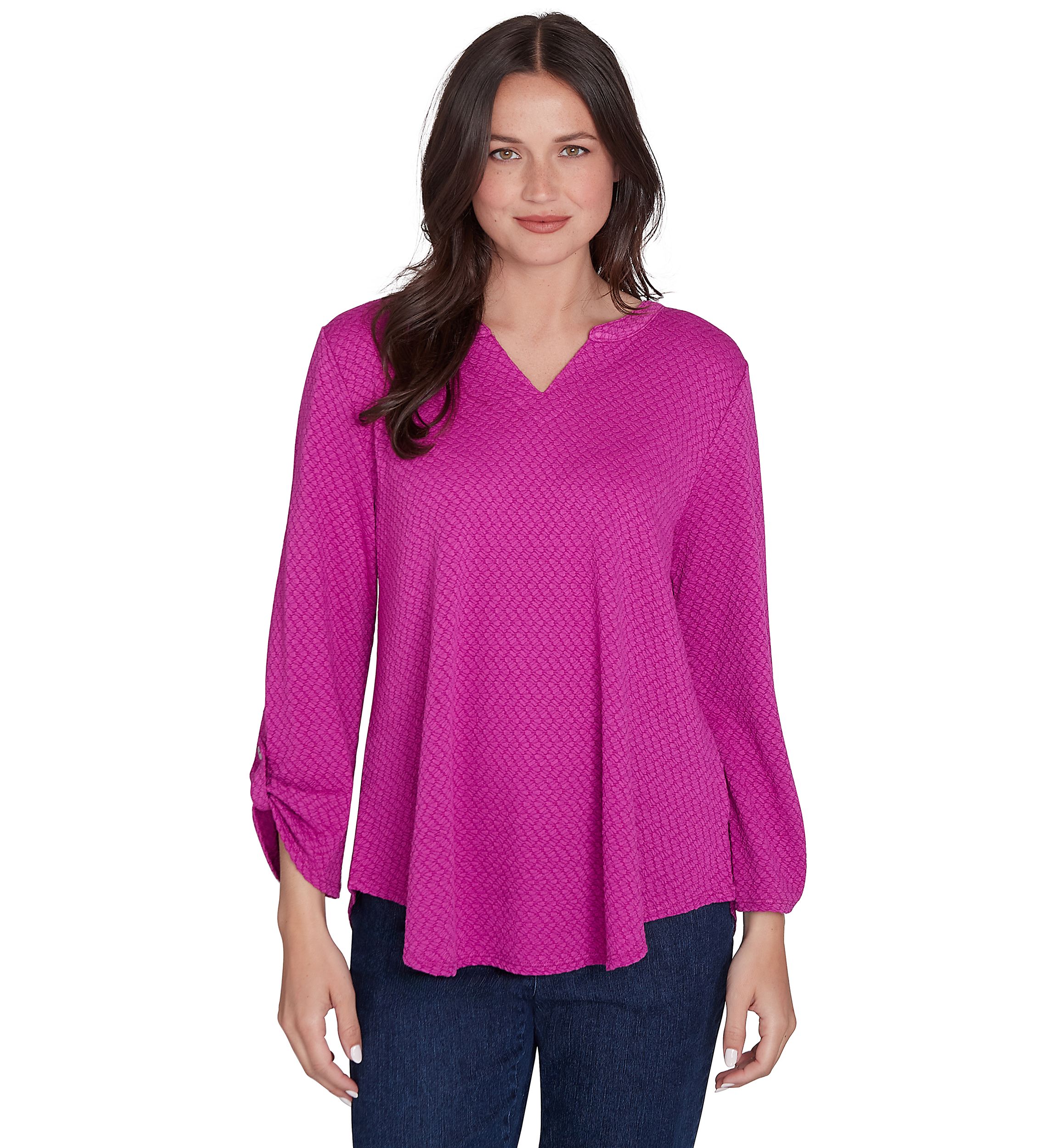 Womens Solid Textural Knit Top