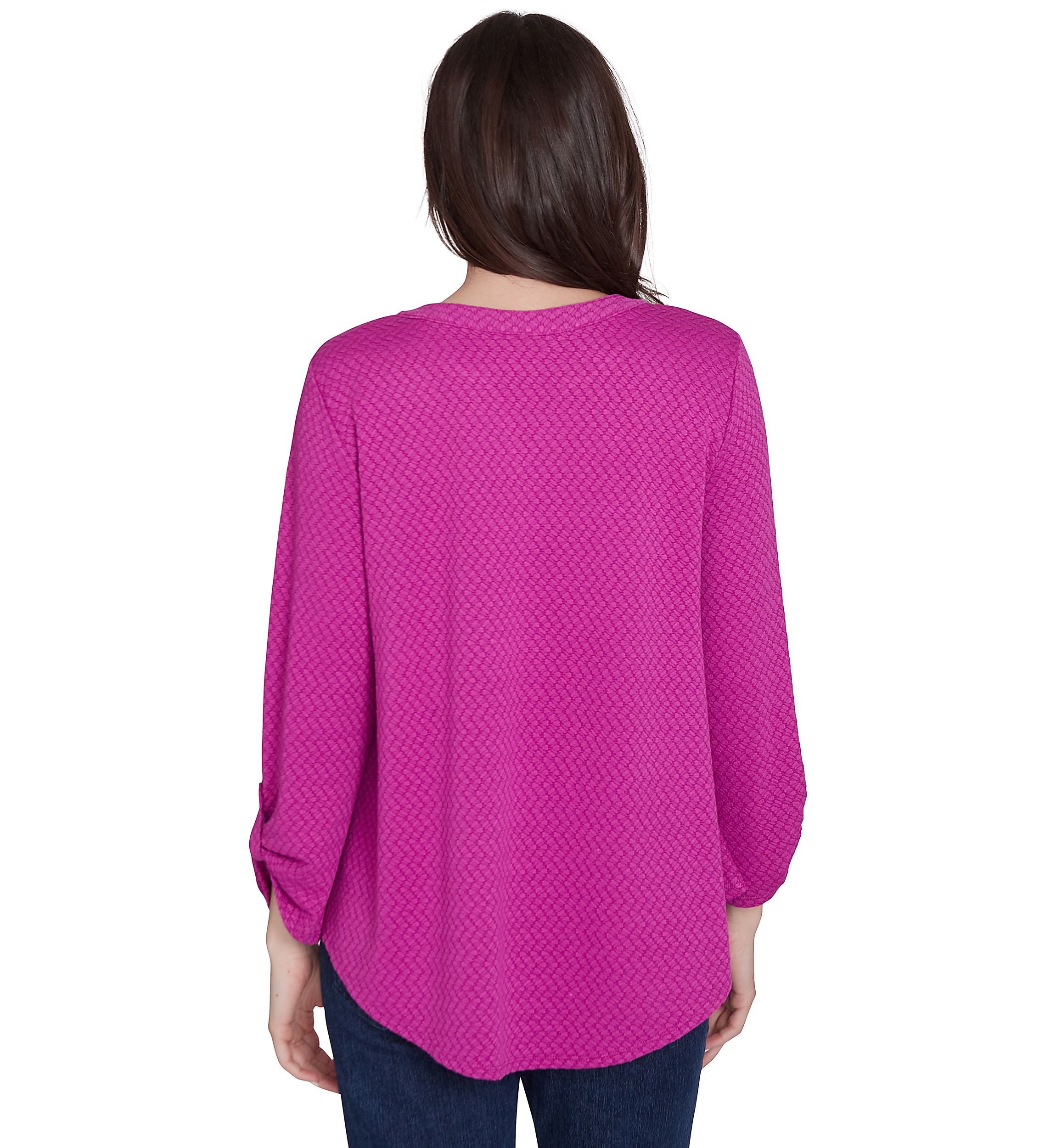 Womens Solid Textural Knit Top