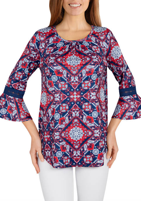 Ruby Rd Summer Fun Embroidered Paisley Top